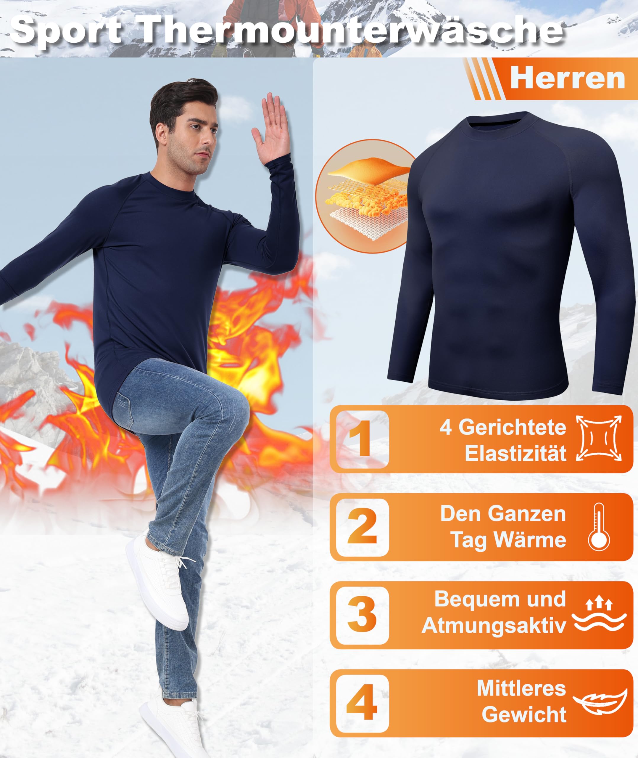 Djtnzdm Maglietta Compressione Uomo Maglia Termica Uomo in Pile Maniche Lunghe Invernale Sportivo Fitness Sci Termico Uomo Top