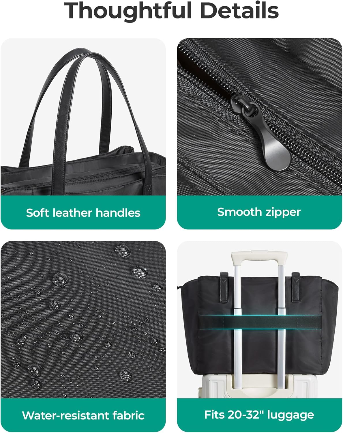 BAGSMART Tote Bag for Women with Compartments, Work Tote Bag with Zipper Women Purse Crossbody Shoulder Handbag with Strap - Image 6