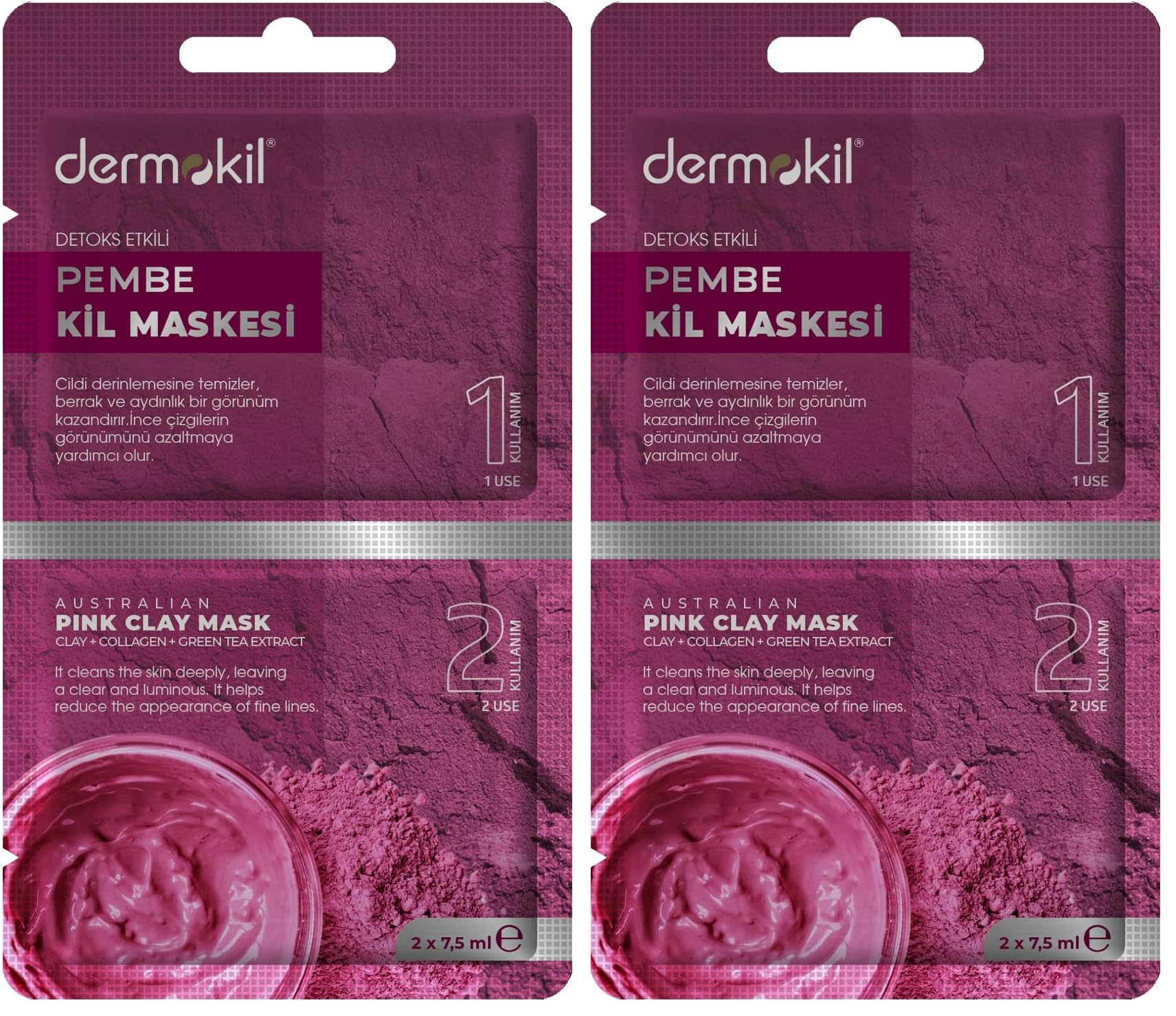 Dermokil Detoks Etkili Pembe Kil Maskesi 2x 7.5 ml 2li paket