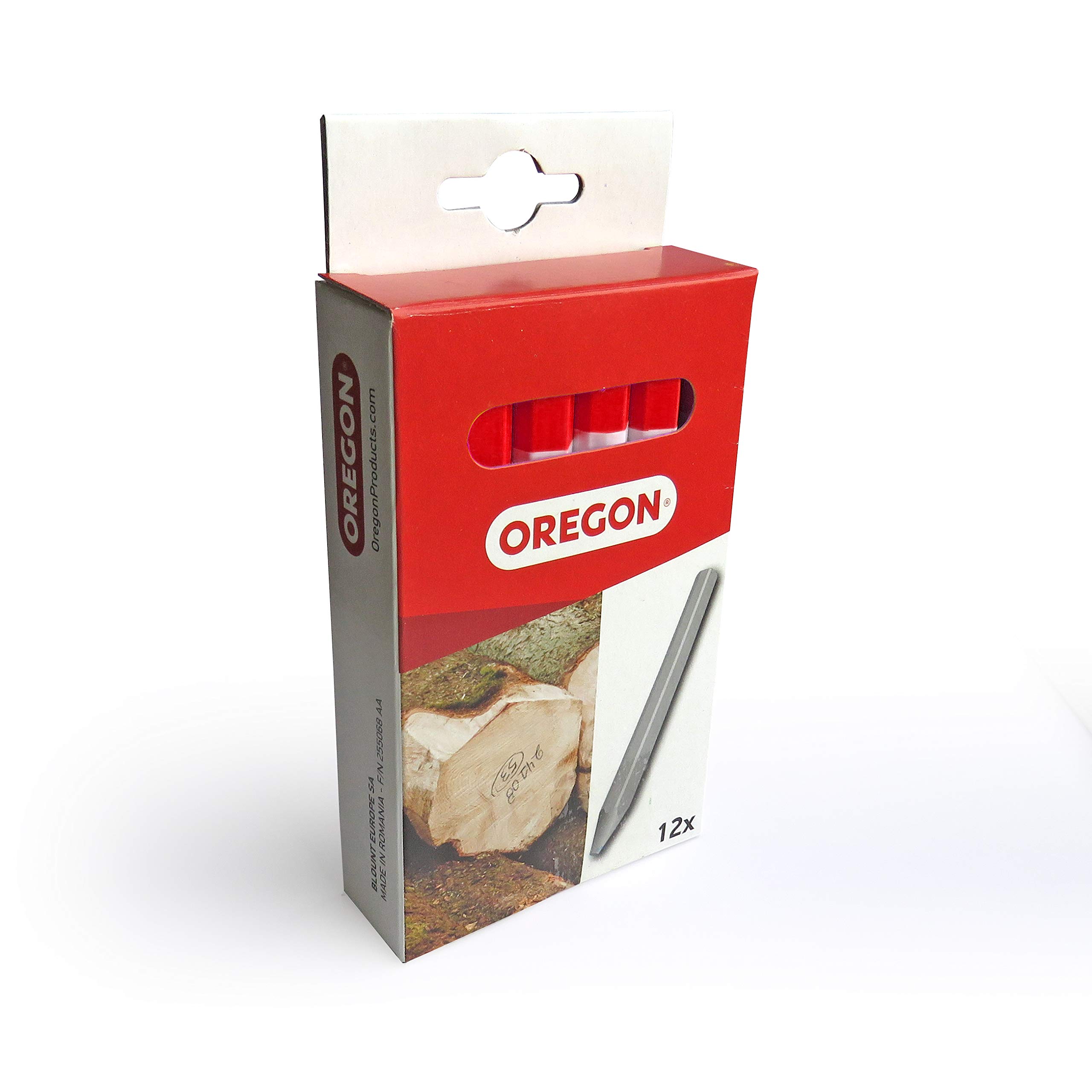 Oregon Multi Surface Marking Crayon – Confezione da 12 Pastelli Professionali con Struttura Antiscivolo a 6 Lati, Scrivono su Legno, Metallo, Cemento, Piastrelle, Ceramica, Plastica e Vetro, Rosso