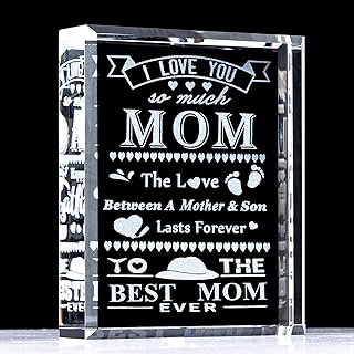 Gifts For Mom From Son Funny Personalized, Mom Birthday Gifts From Son Funny On Mothers Day, Cyrstal Engrave I Love You Mom Best Mom Ever The Love Between A Mother&Son Lasts Forever