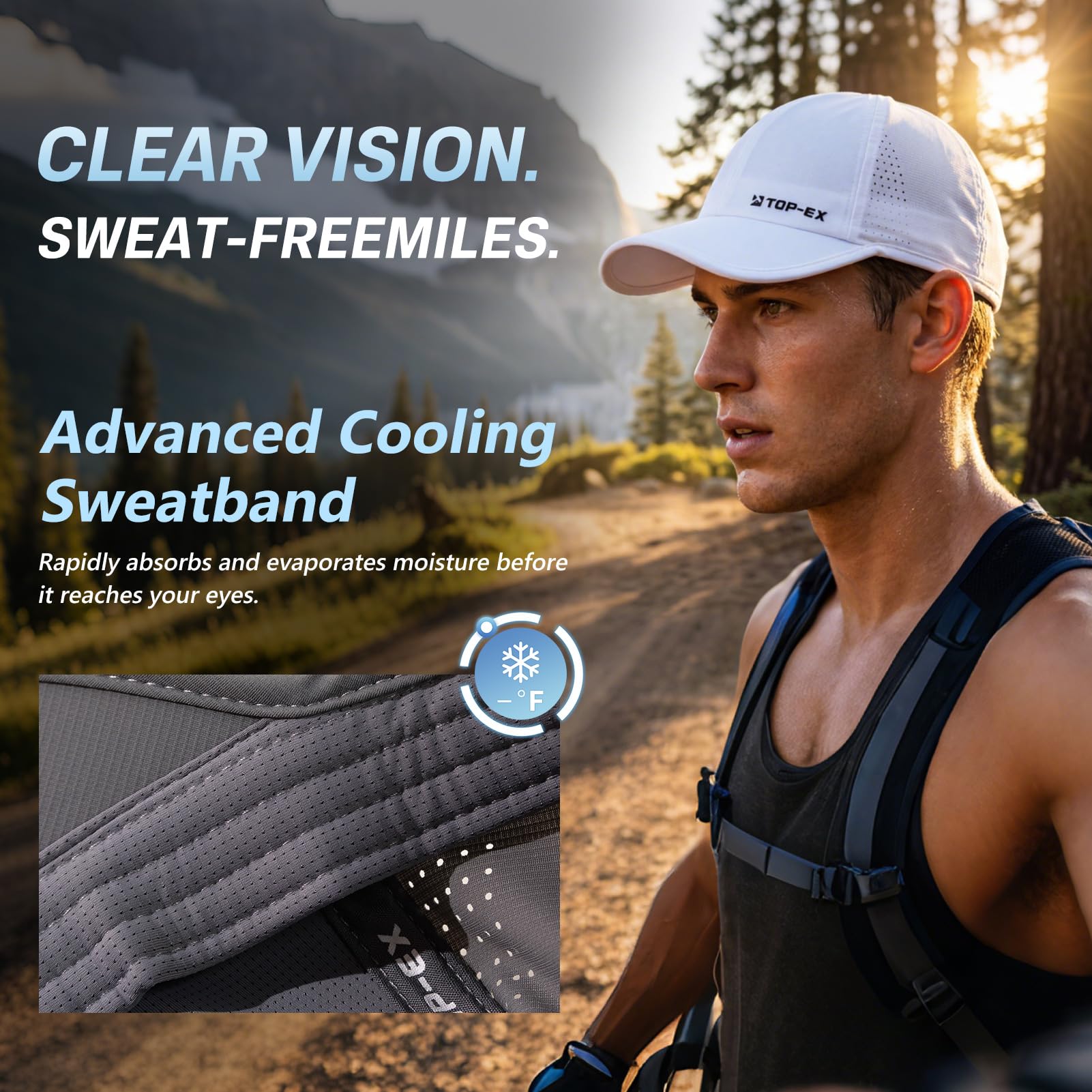 TOP-EX UVCoolix™ - Gorra de béisbol para hombre con protección solar UPF 50+, secado rápido, para golf, correr, deportes al aire libre