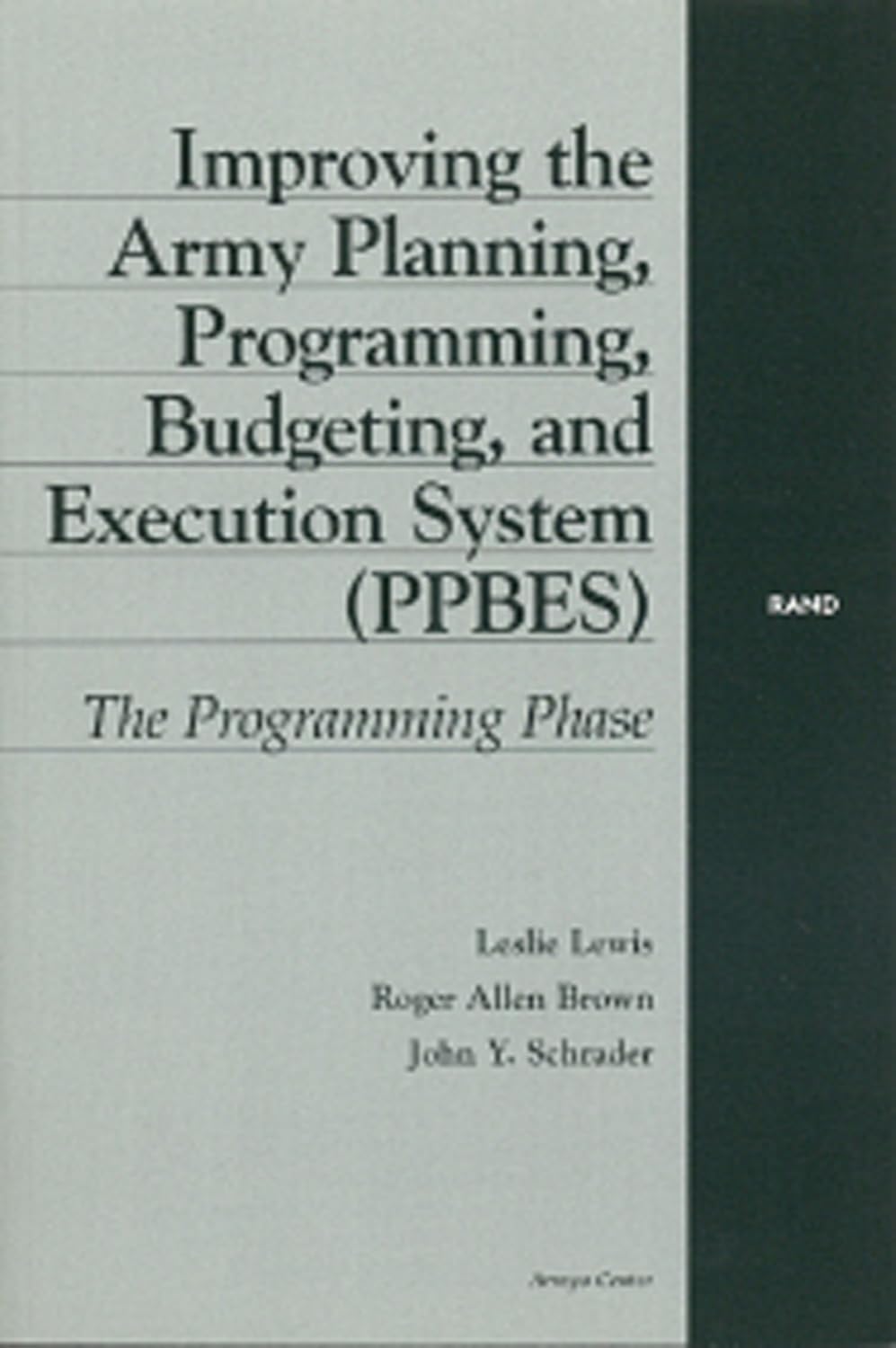 Amazon.com: Improving the Army Planning, Programming, Budgeting, and ...