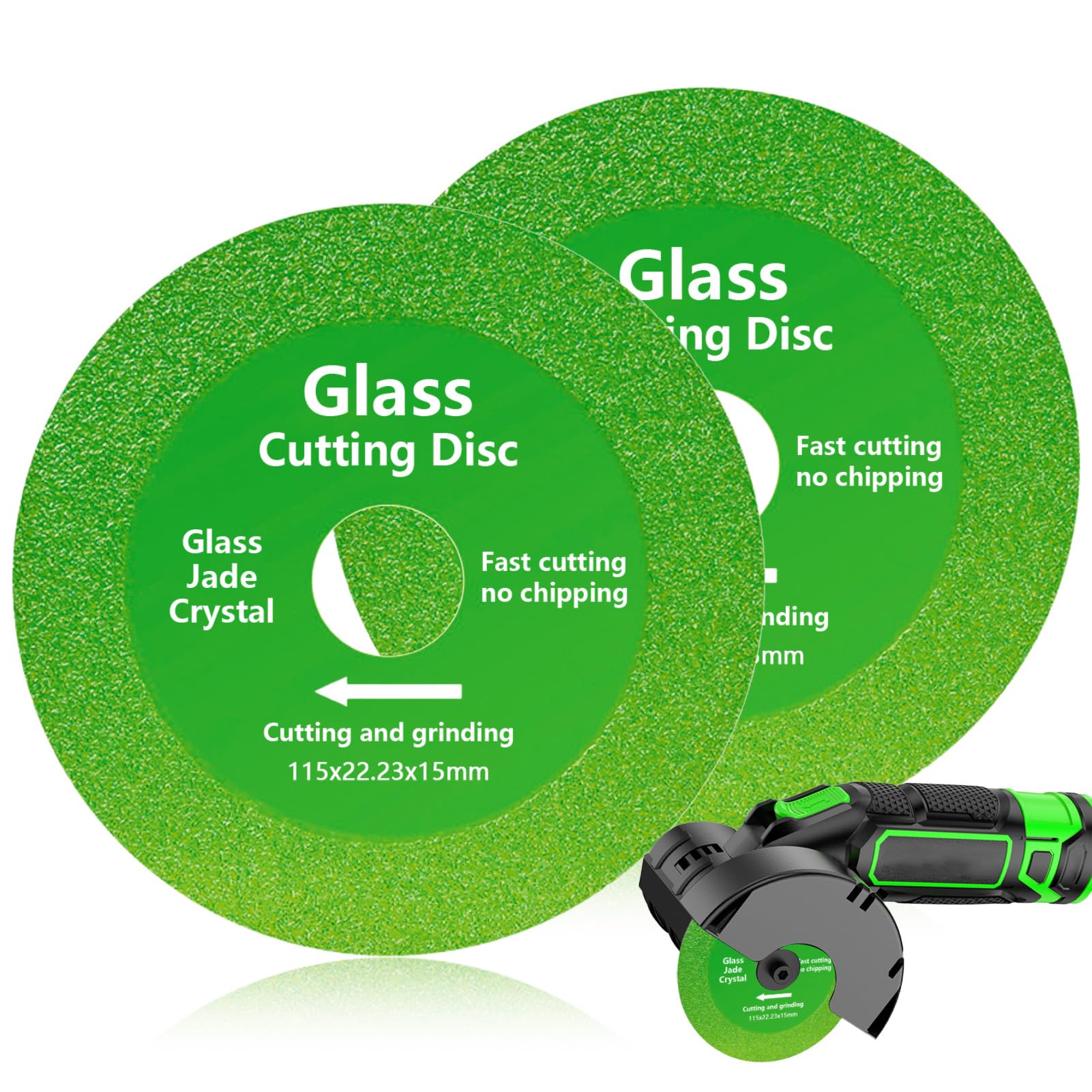 2 Pcs Glass Cutting Disc 115x15x22.23mm, Tile Cutting Disc Diamond Saw Cutting Blade Angle Grinder