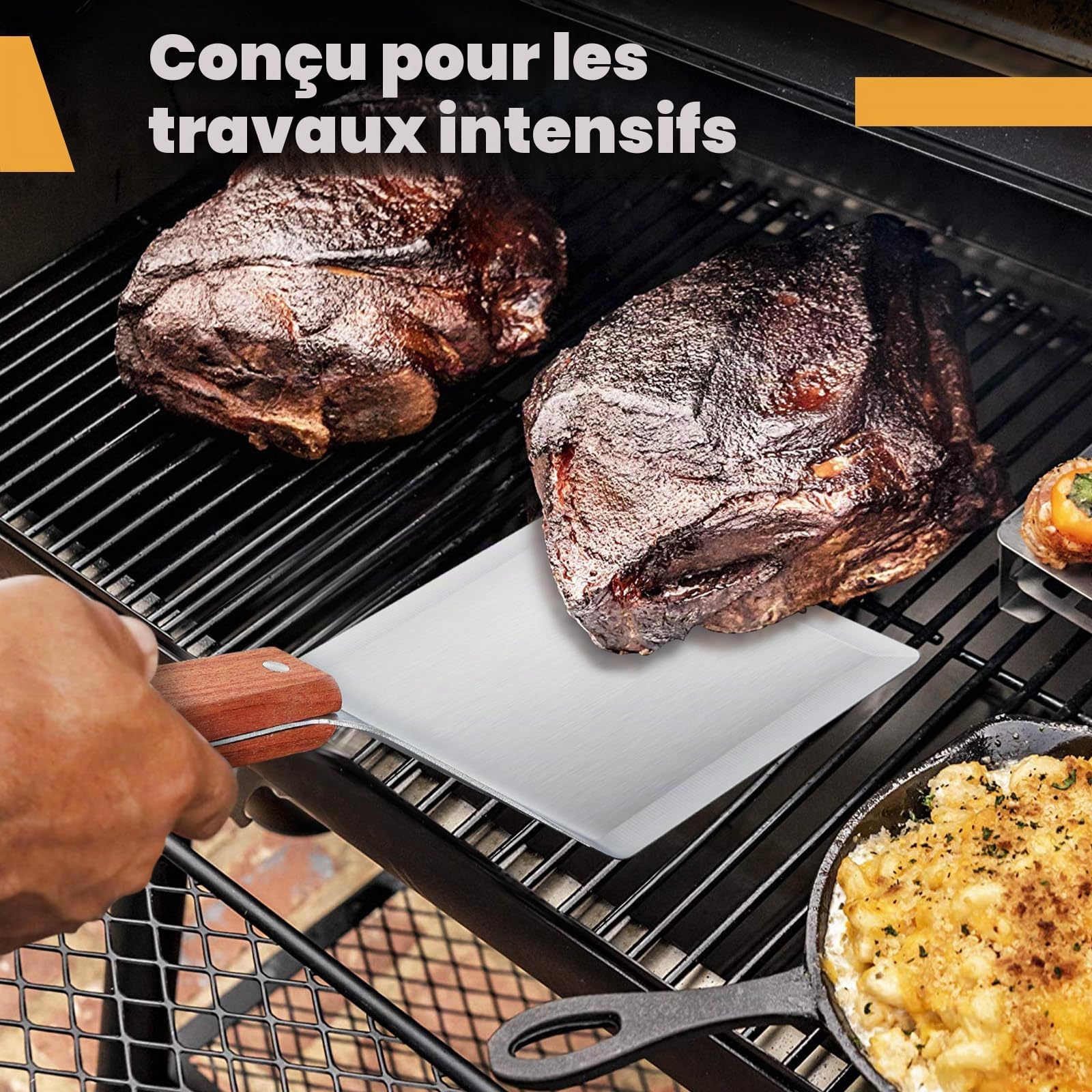 Purplebird Set de spatules BBQ Acier Inoxydable, Grande spatule Smash Burger, Cadeau Hommes