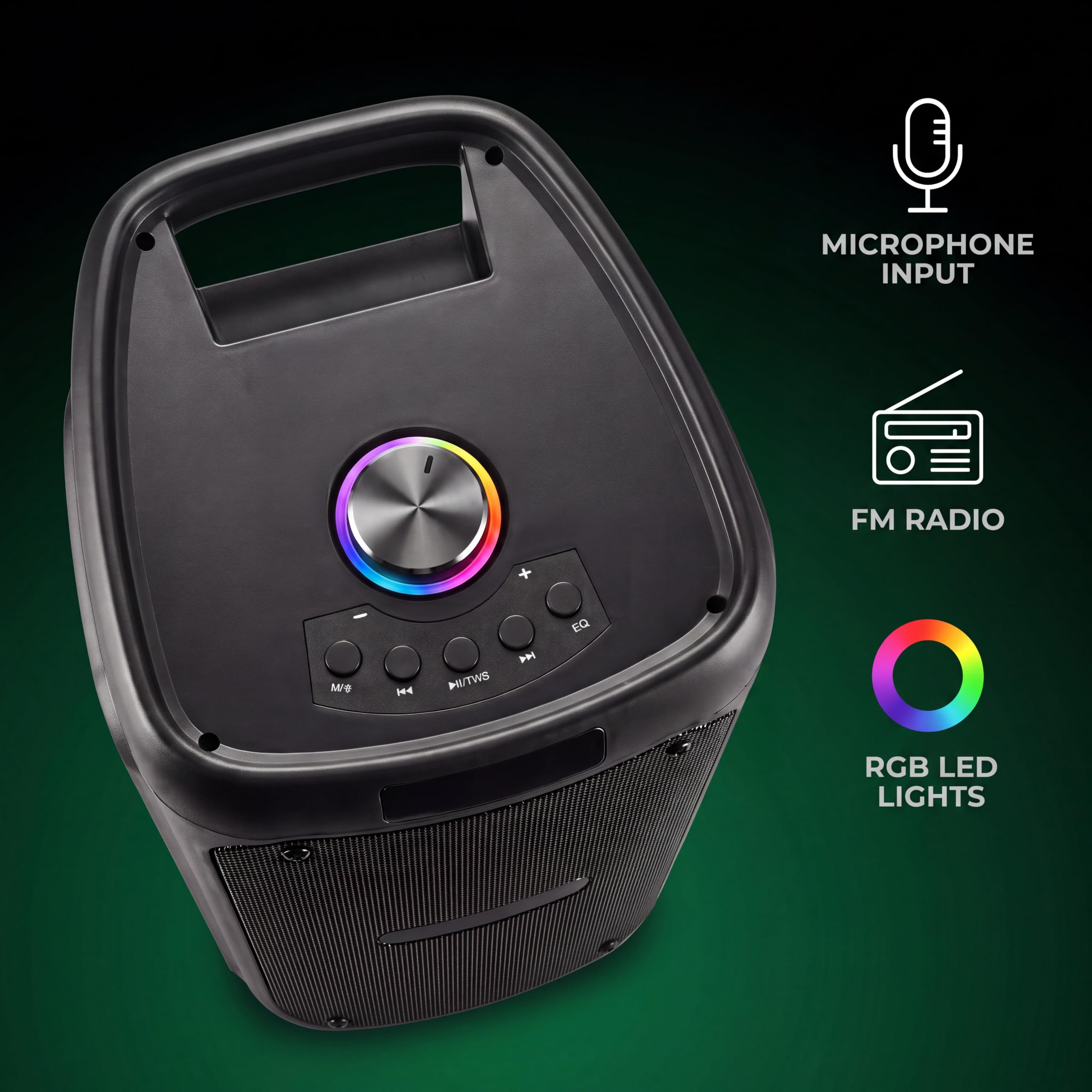 NGS Wild Banger 2 – Altavoz Compatible con Tecnología Bluetooth | 160W potencia pico, True Wireless, luces RGB, función karaoke con entrada micro, batería 4h, lector USB/TF 128GB y Radio FM.