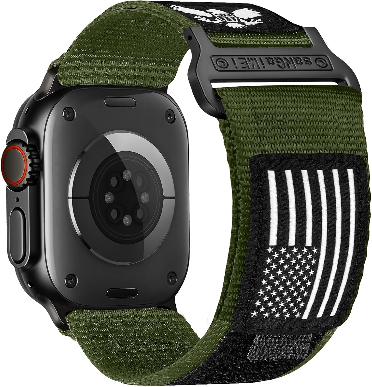 SaNgaiMEi Nylon Sport Band Compatible with Apple Watch Bands Ultra 3/2/1 49mm 46mm 45mm 44mm 42mm, Men Soft Rugged Stars-Stripes Flag Strap for iWatch Series 11/10/9/8/7/6/5/4/3/SE/SE2/SE3