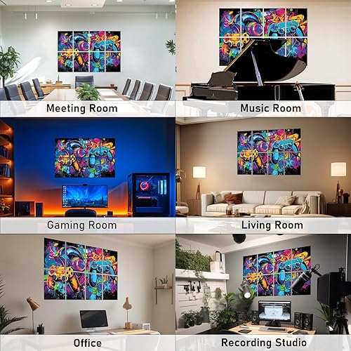 Miniatura 7 de FurnoFlex Paneles acústicos artísticos, azulejos decorativos para habitación, paneles absorbentes de espuma a prueba de sonido, amortiguación de