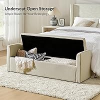 Vista 48 de HULALA HOME Banco otomano moderno de almacenamiento con almohadas, banco extra largo de dormitorio de 59.4 pulgadas para pie de cama, cómodo Azul