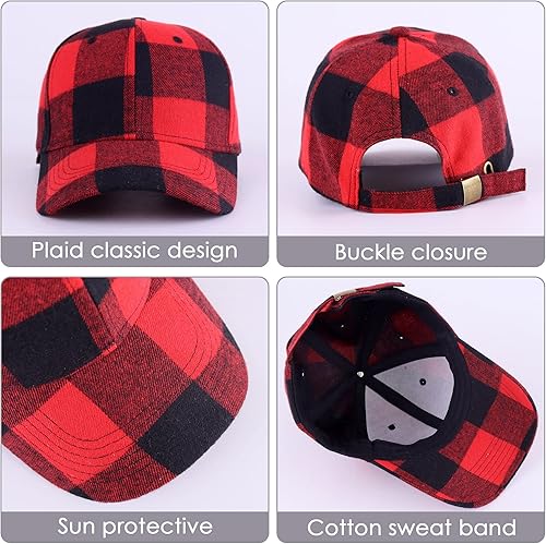 Miniatura 4 de Panegy Gorra de béisbol con estampado a cuadros de algodón suave gorra de gorra con estampado a cuadros para hombres y mujeres