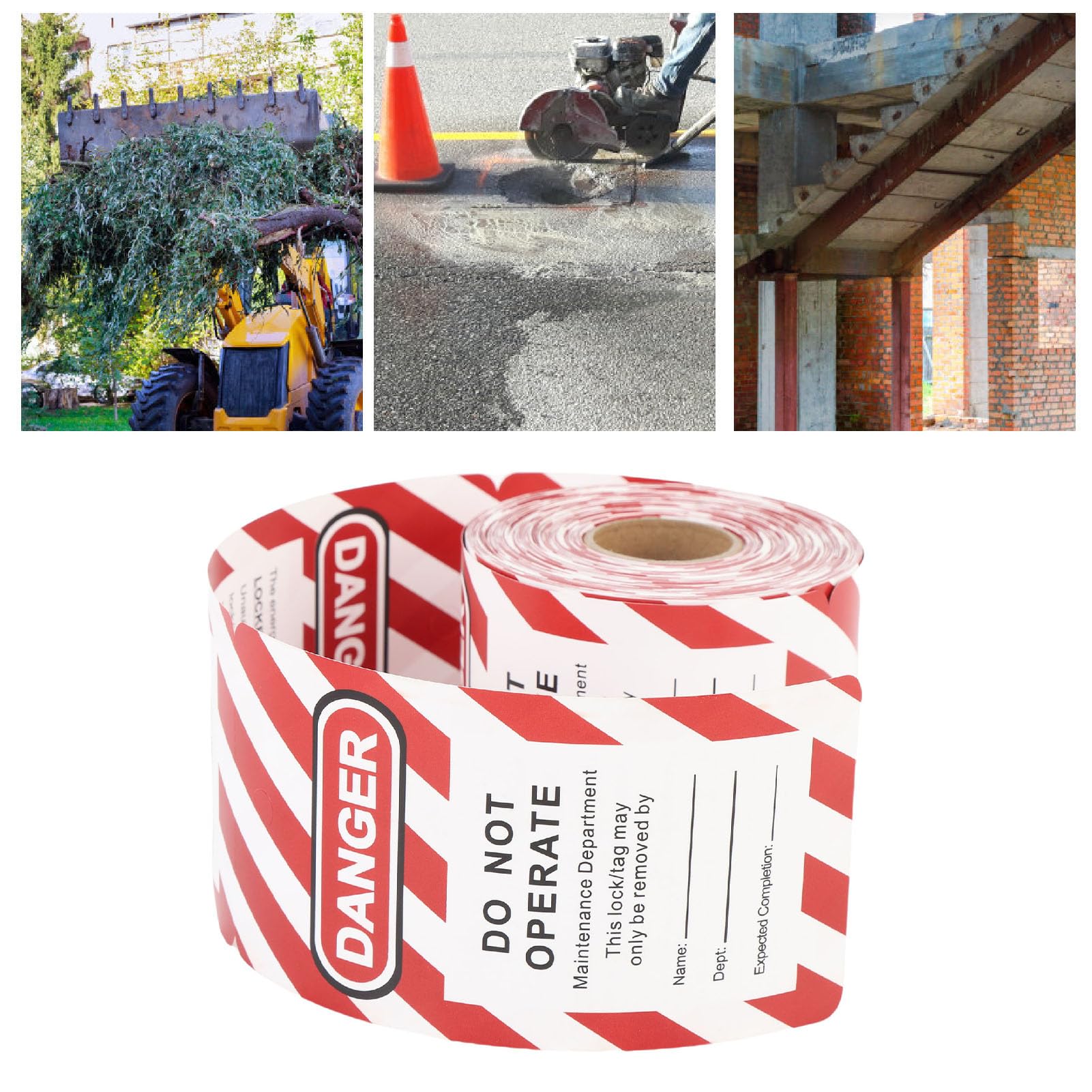 RiToEasysports Étiquette de sécurité étiquette de Barricade de Danger Rouleau de Papier Composite PP 50pcs de Verrouillage d'équipement d'usine Industrielle pour la conformité de sécurité
