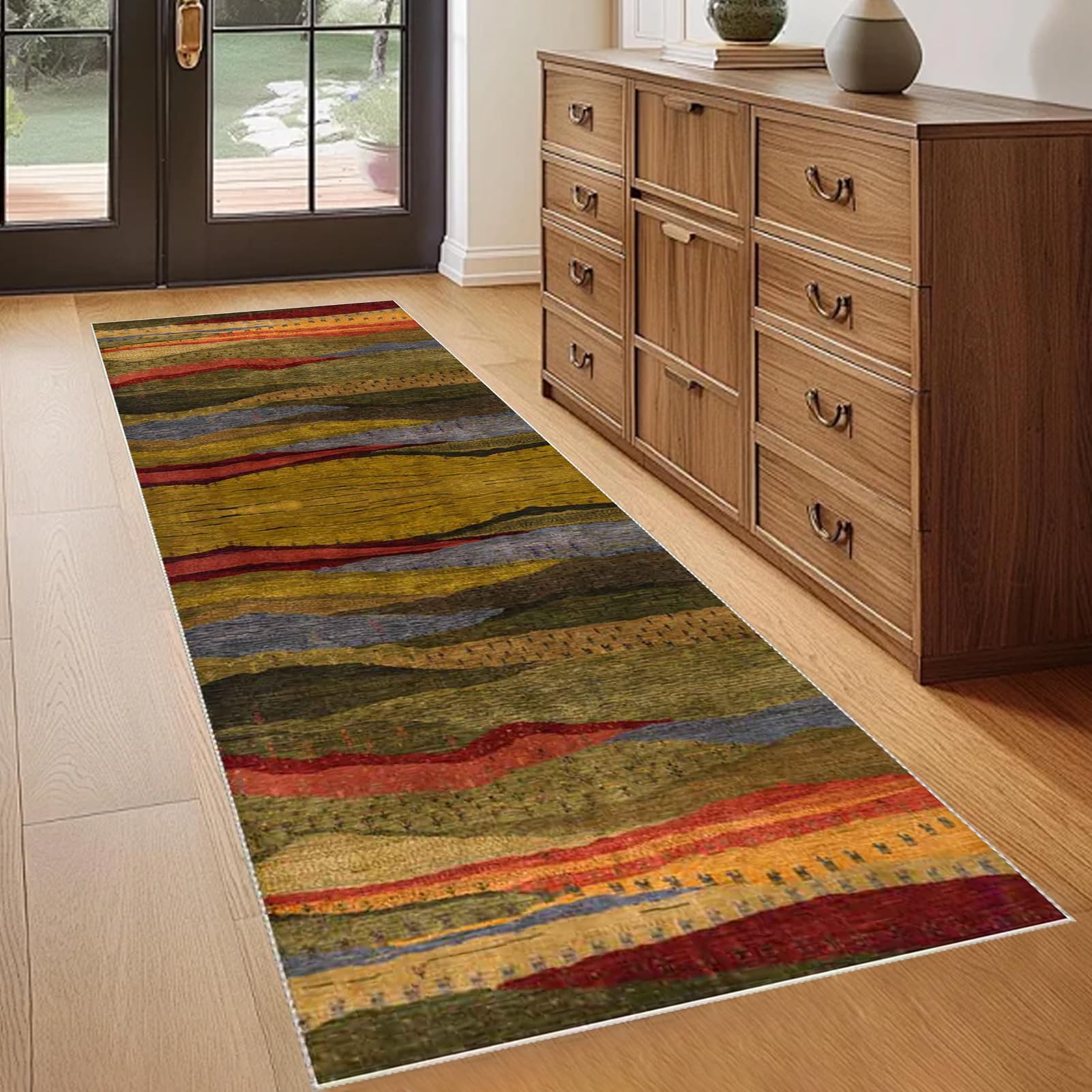 Carpet Runner for Hallway Non-slip Kitchen Area Carpet Rug Long Hall Runner Rug 60 x 110 cm Low Pile Entrance Door Mat Kitchen Floor Mat Rug Washable Runner for Hallway Entryway Laundry Room Bedroom