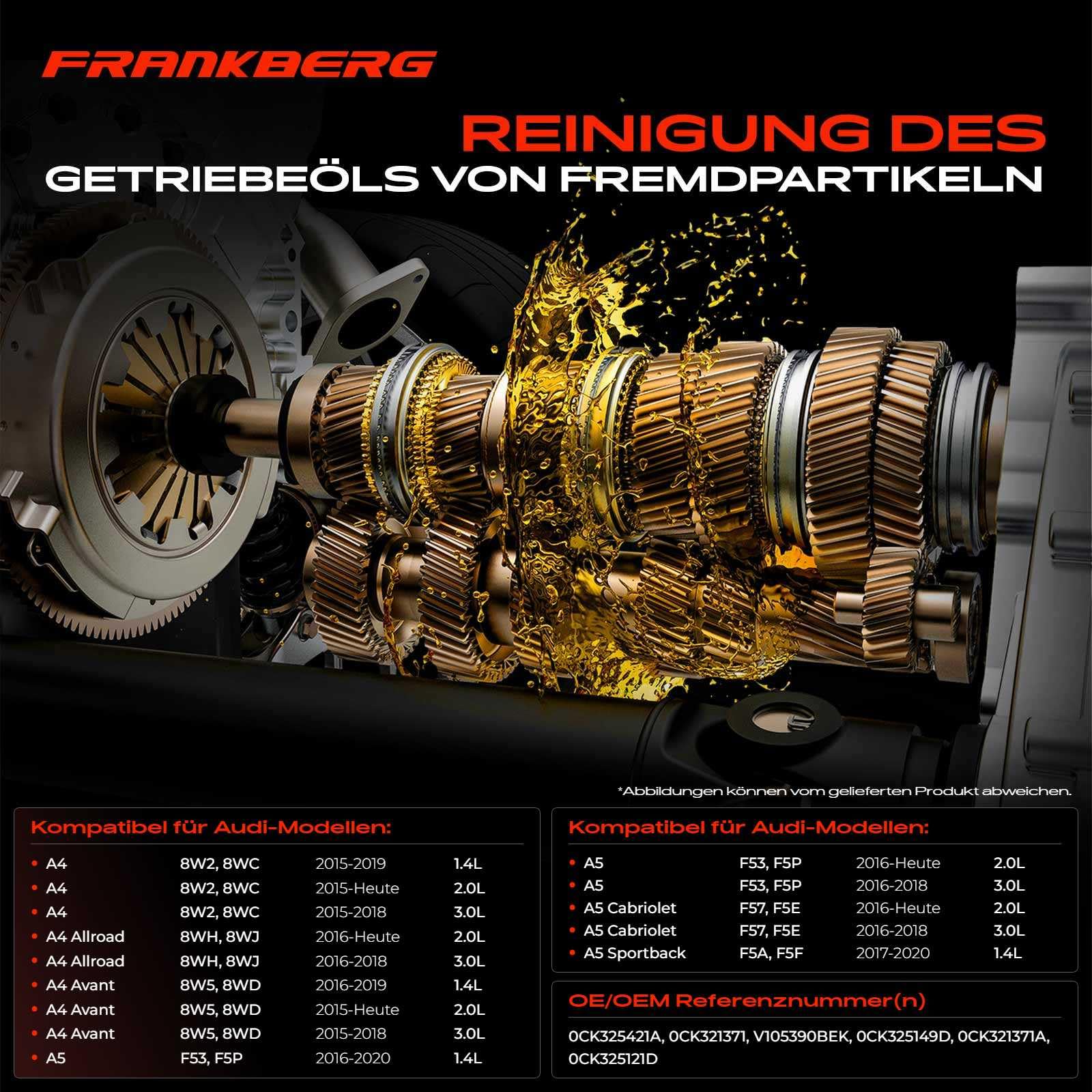 Frankberg Filtr oleju Filtr przekładni Zestaw filtrów hydraulicznych Zamiennik # V105390BEK