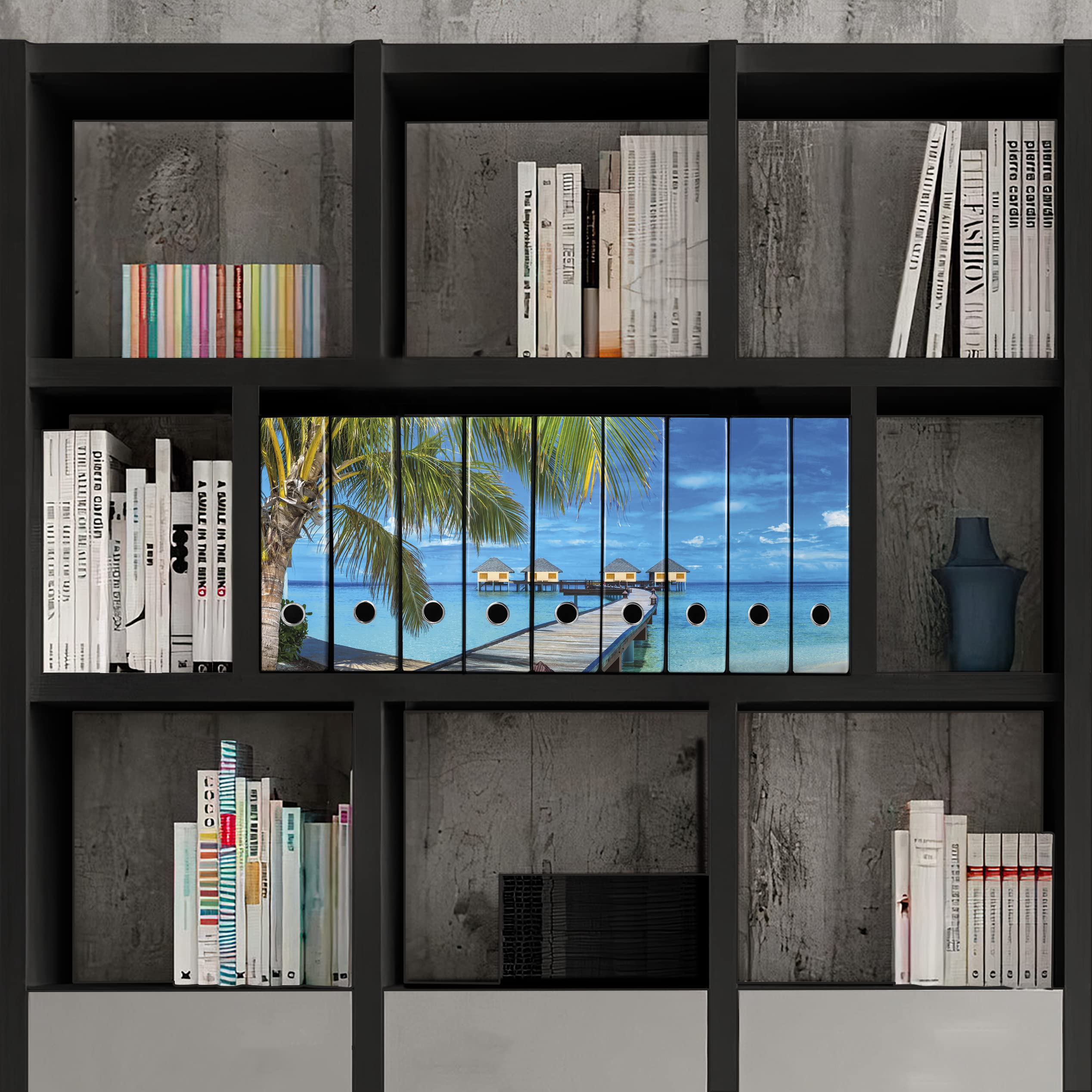 Set da 9 raccoglitori ad anelli MALDIVE - Faldoni SHAREPRINTING (H34 con 4 anelli)