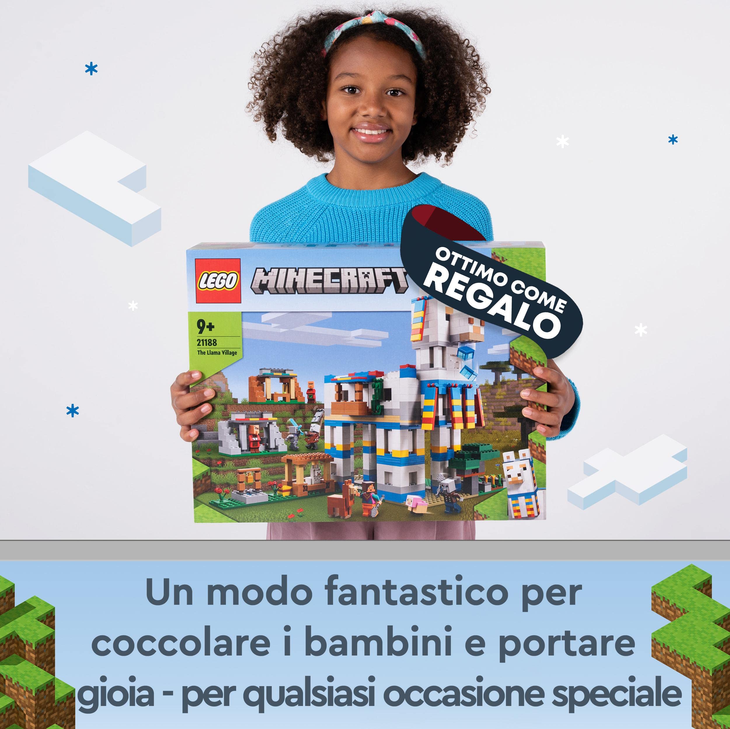 LEGO Minecraft Il Villaggio dei Lama, Casa Giocattolo da Costruire con Animali della Fattoria, Idee Regalo di Compleanno, Giochi Creativi per Bambini e Bambine da 9 Anni Fan del Videogioco 21188