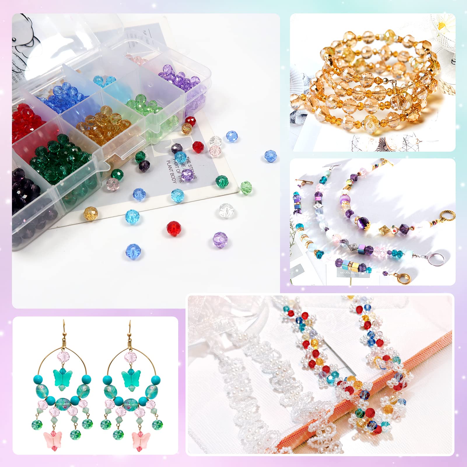 NBEADS 500G/780 Stuks Gemengde Kleur Abs Imitatie Faux Parel Kralen Groot Gat Parels, Lederen Kumihimo Europese Ambachten