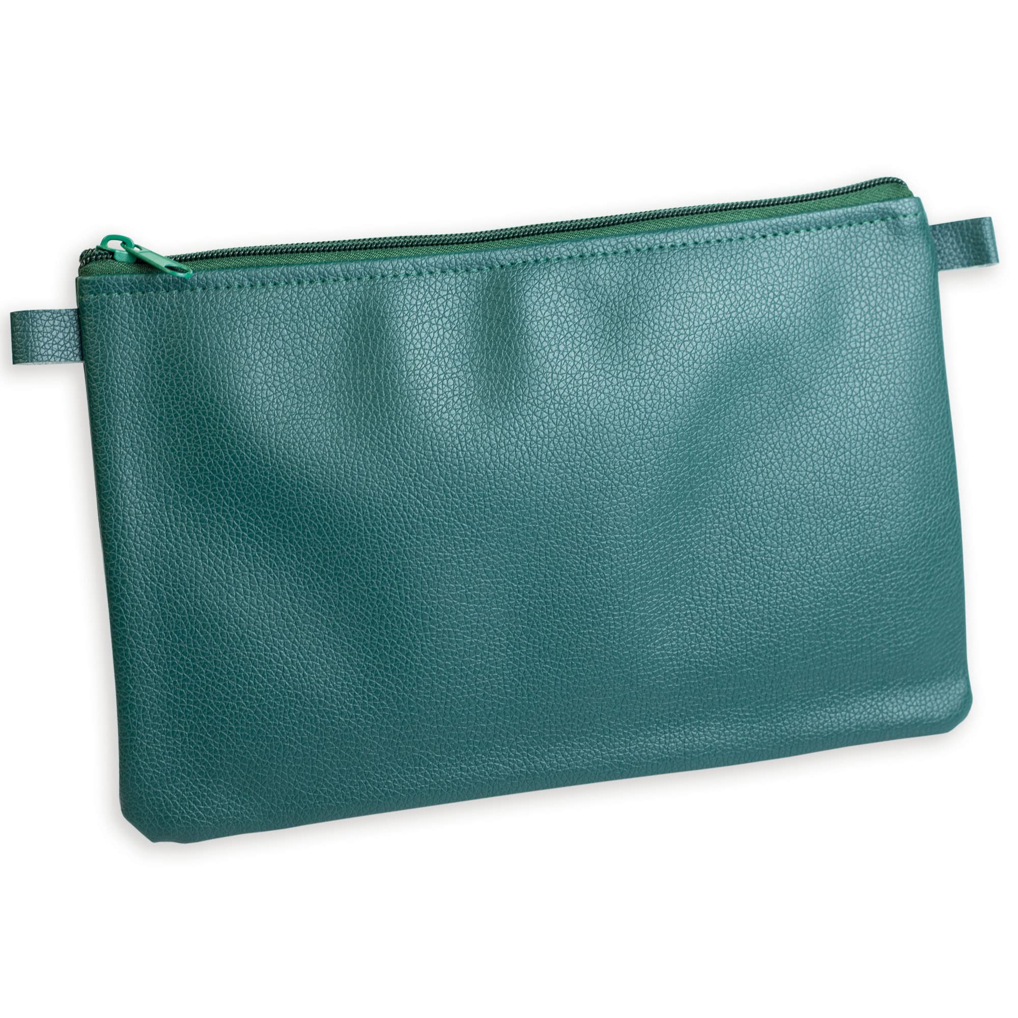 effektivo Bank bag with zip, artificial leather, green, 27 x 17 cm, suitable for documents up to DIN A5
