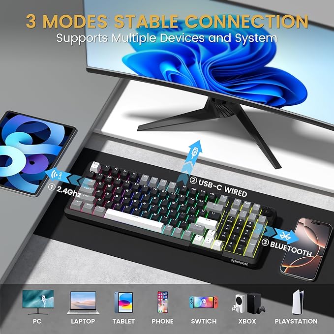 Teclado Mecánico Redragon K742 Inalámbrico miniatura 3