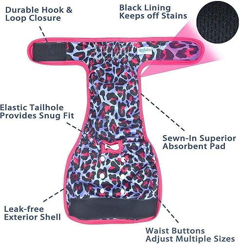 Miniatura 3 de Leekalos Pañales reutilizables lavables para perras, pañales para perras, altamente absorbentes, pañales ajustables para cachorros, pañales para