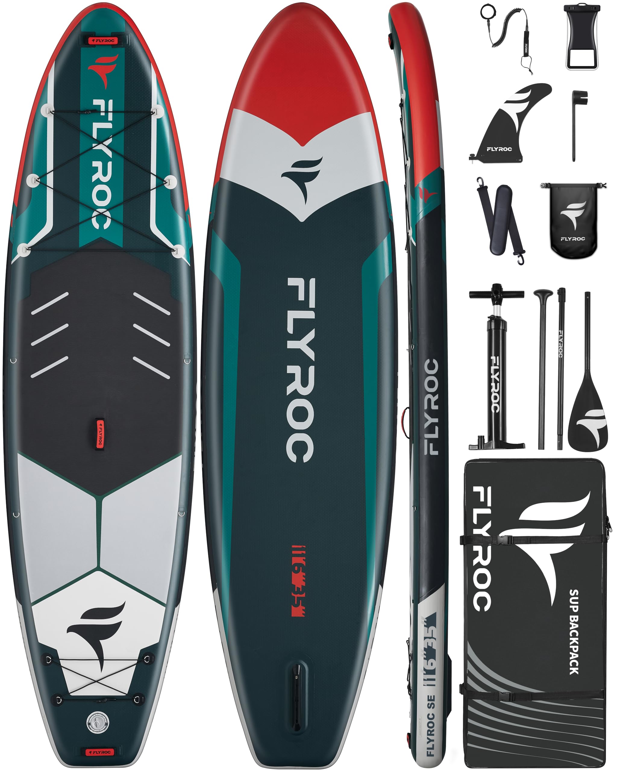 11'6x35'' Extra Wide Inflatable Paddle Board,Stand Up Paddle Board for Adults (x3), Stable Inflatable SUP, All Skill Levels, 3 Handles, 3PCS Paddle, 5L Dry Bag, 100L Backpack