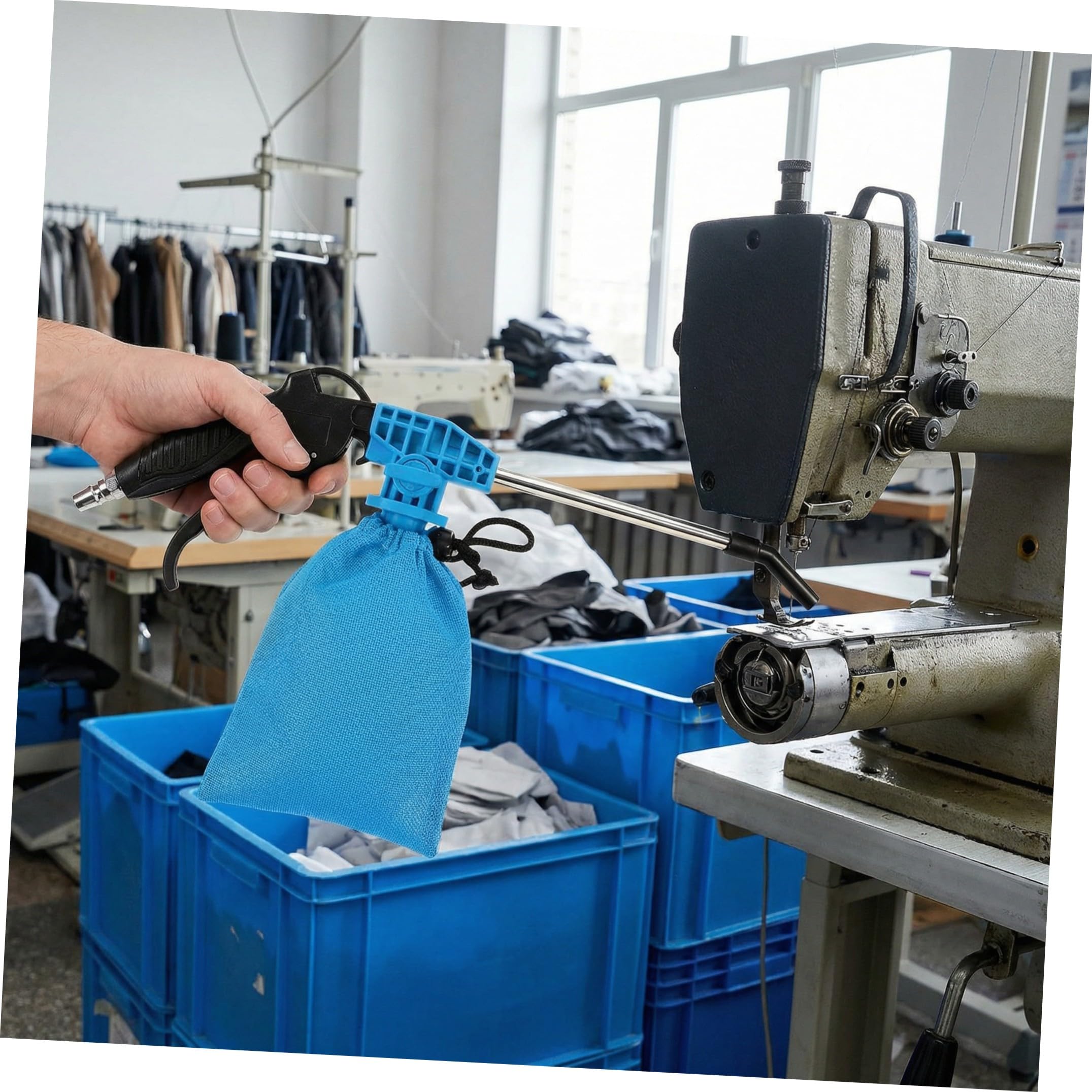 Mipcase 2 Pezzi Pistola Aspirapolvere Industriale a Doppio Uso con Sacco di Raccolta e Ugello Estensione, Abs e Metallo, per Motori Auto e Macchine da Cucire, Detailing Auto e Pulizia
