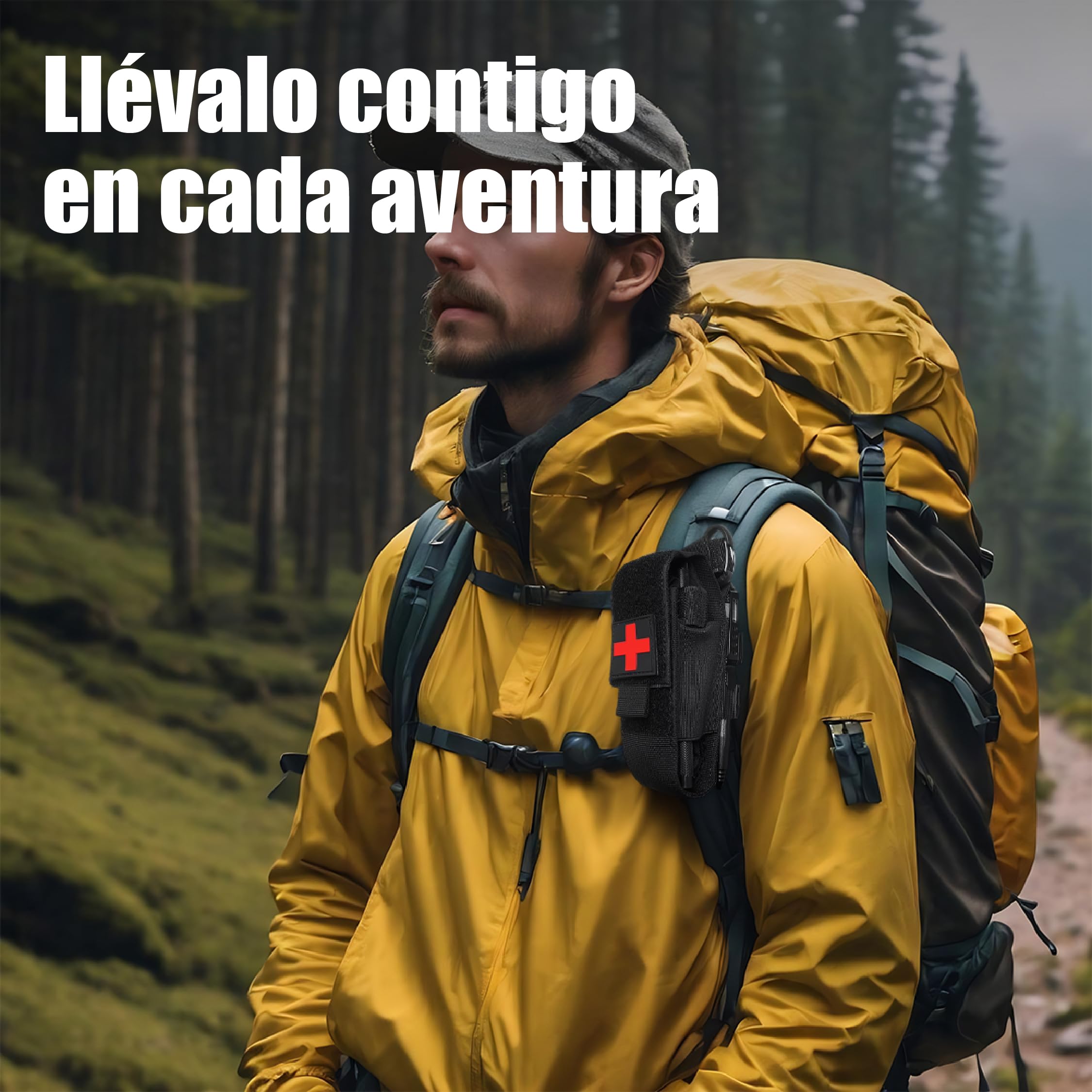 Pack Torniquete Táctico. 5 piezas (torniquete+funda+tijeras+boligrafo+parche) Kit supervivencia homologado hemorragias. Emergencias senderismo, militar, enfermero, policía Botiquín primeros auxilios