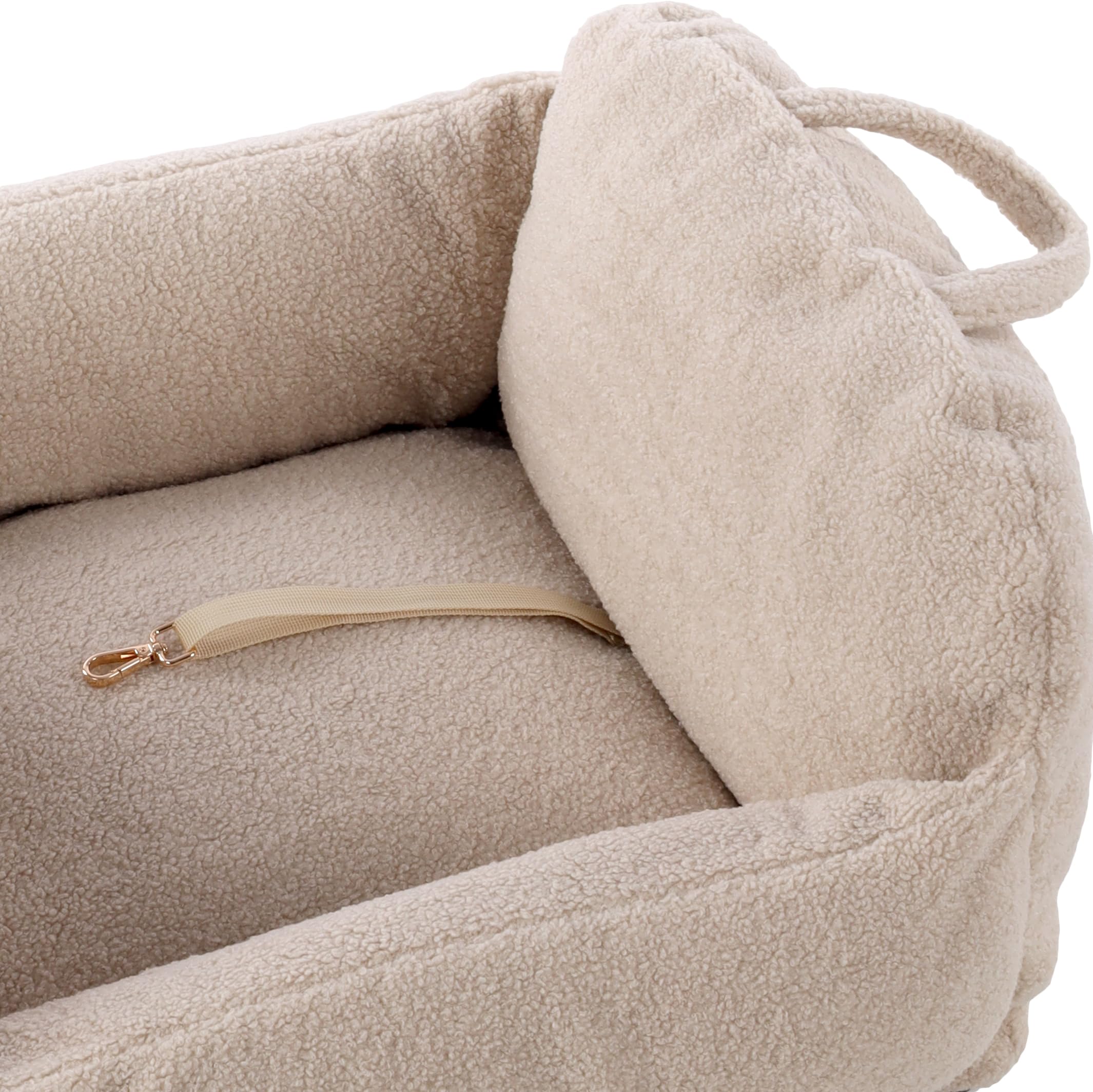 Flamingo Siège Auto pour Chien Clifford Beige – 60x60x33cm – Confortable et Sécurisé pour Chien ou Chat | avec Attache Harnais et Housse Lavable