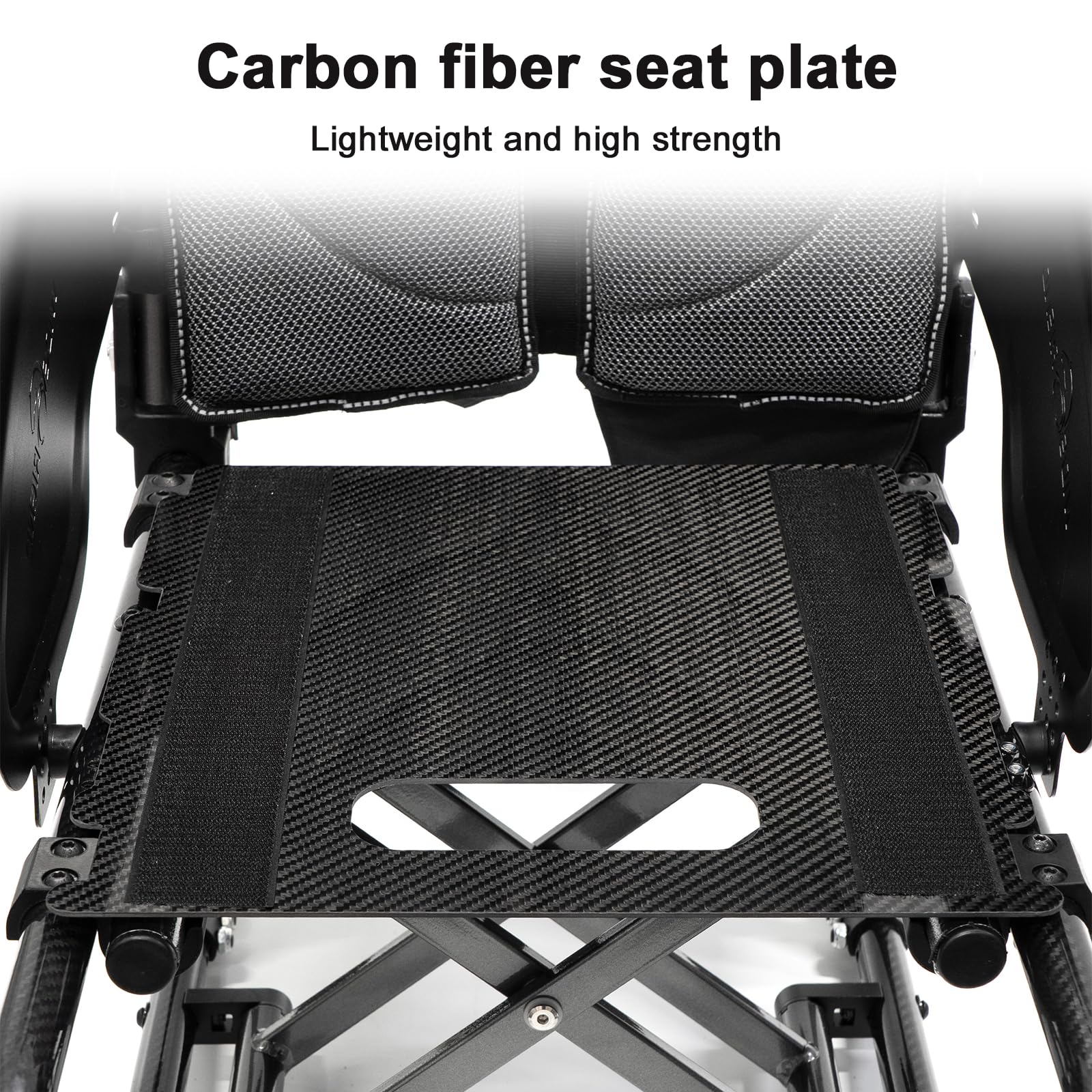 Silla de Ruedas Deportiva de Fibra de Carbono, Silla de Ruedas Plegable Ligera y silenciosa, con Dos Brazos Reforzados en Forma de X en la Parte Inferior, Capacidad de Carga de 100 kg(Seat