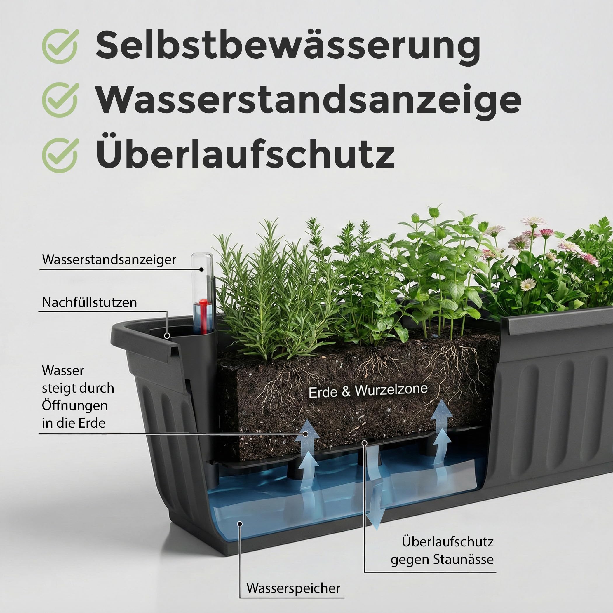 blumenständer industrial robinia-pro BLUMENHOCKER auf Rollen – robinia24