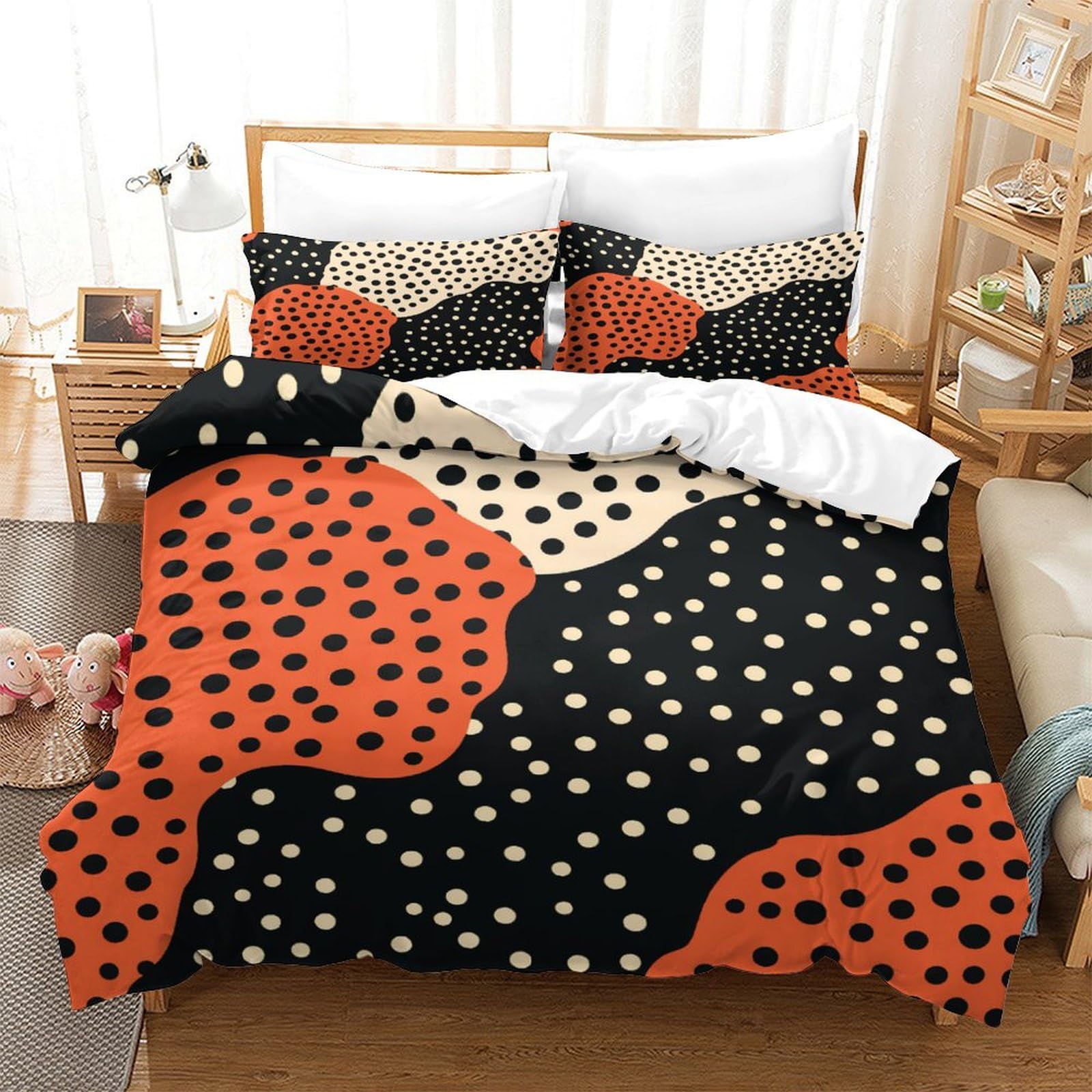 P1S9U7W5Y 3D Printed Abstract Polka Dot 3pcs Microfiber Duvet Cover Set Wave Dot Bedding King