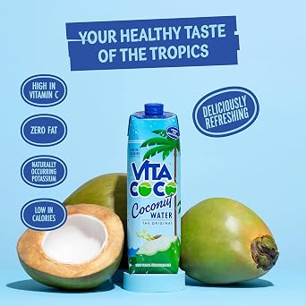 Vita Coco Original Coconut Water Multipack - 6x1 L - Vitamin C & Potassium | Gluten Free | Low-Calorie | Thirst Quenching | Perfect For Smoothies, Post-Work Out Refreshment & Cooking