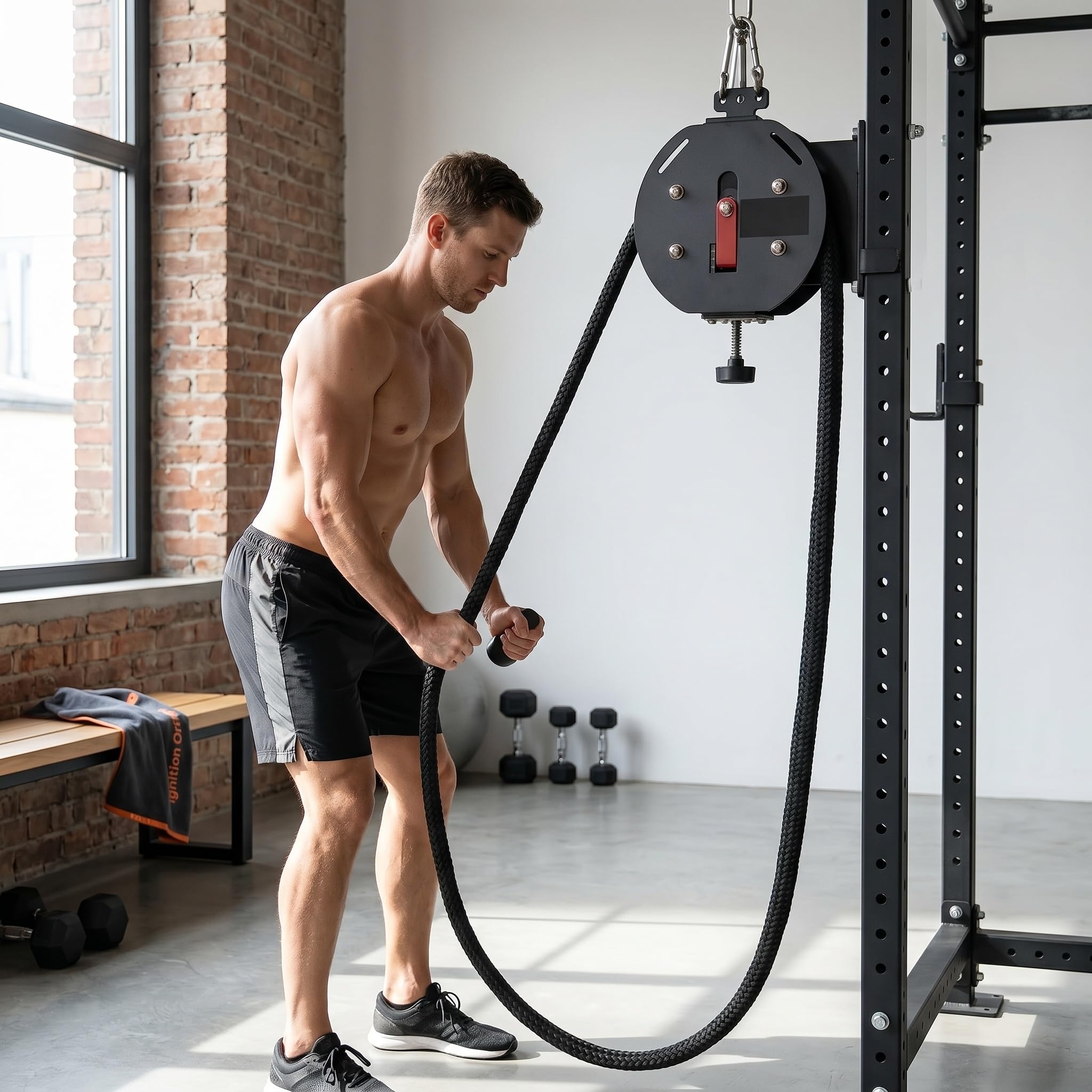 Sistema Compacto De Poleas Y Cuerda Sin Fin: Sistema De Poleas Y Cables Ajustables para Entrenamientos En Casa, Espacios Pequeños Y Rutinas De Ejercicios De Cuerpo Completo.