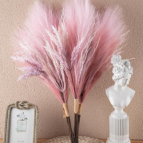 Miniatura 5 de ulafbwur Flor artificial de caña 1 ramo de hierba de pampa sintética decoración bohemia seca arreglo floral sin riego, plantas esponjosas para boda,