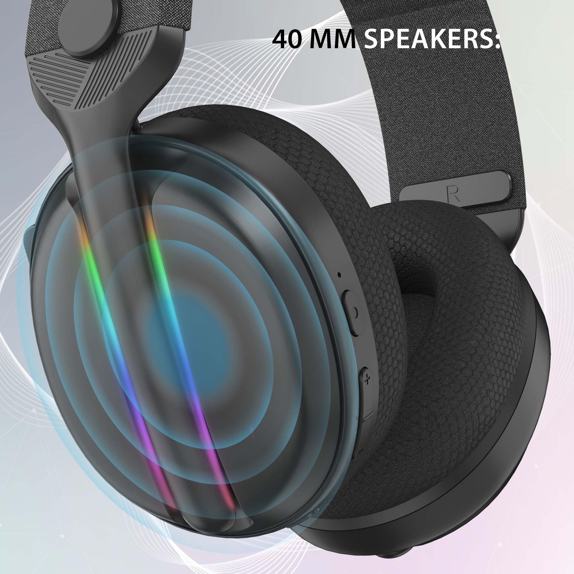 Subsonic - Auriculares Inalámbricos para Juegos Vektra para Playsation, PC, Xbox y Switch - Auriculares con LED y Altavoces 7.1, Micrófono Retráctil, Control de Volumen y botón de Silencio - Negro