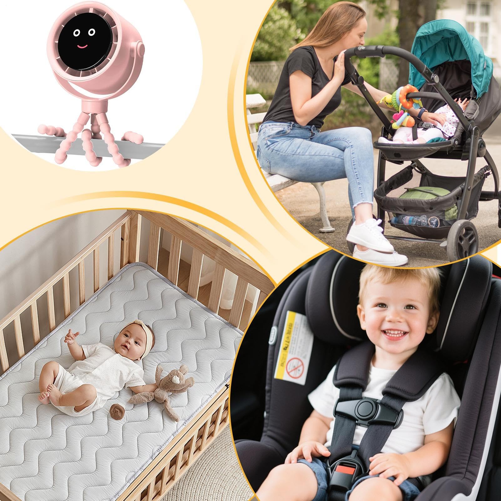 Ventilatore Clip Per Passeggino Ventilatore Personale Portatile Con Clip | Raffreddatore D'aria 5 Velocità Ricaricabile Girevole 360° Per Viaggio Estivo All'aperto Campeggio