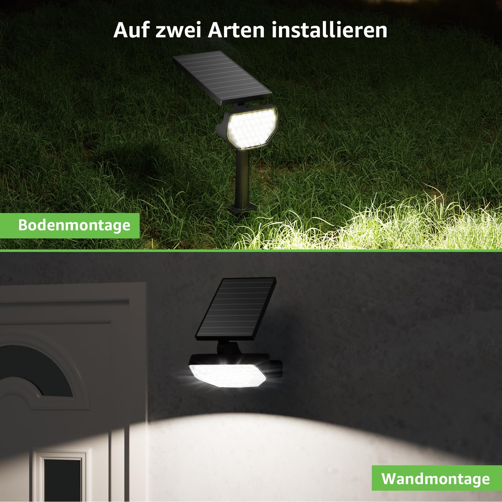 Lepro Solar Gartenleuchten Kaltweiß IP65 Aussen 2 Beleuchtungsmodi, 4 Stück | Solarlampen für Außen Garten, IP65 mit Drehbaren Solar Panel, 2-in-1 Solarleuchten, 43LED Solar Strahler Wegeleuchten