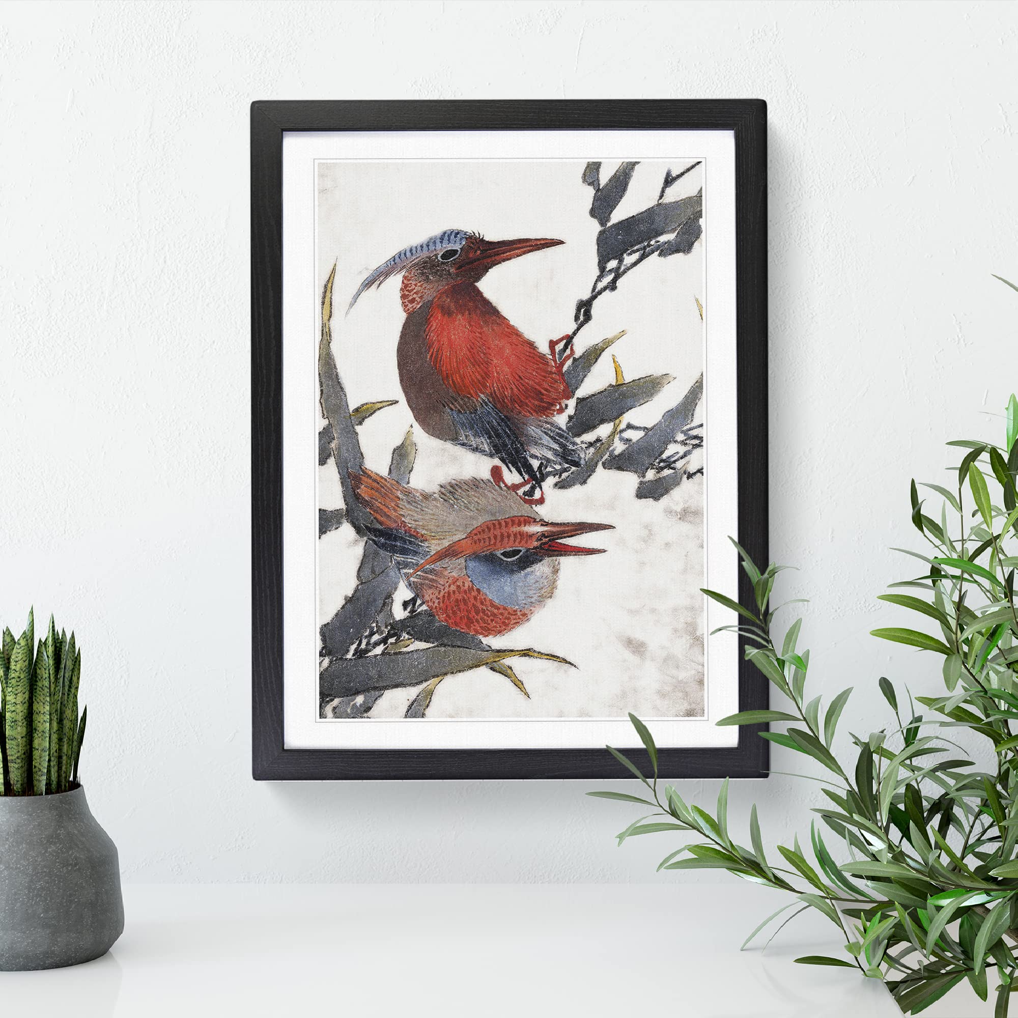 Two Birds By Katsushika Hokusai Asian Japanese Framed Wall Art Print - Image 2