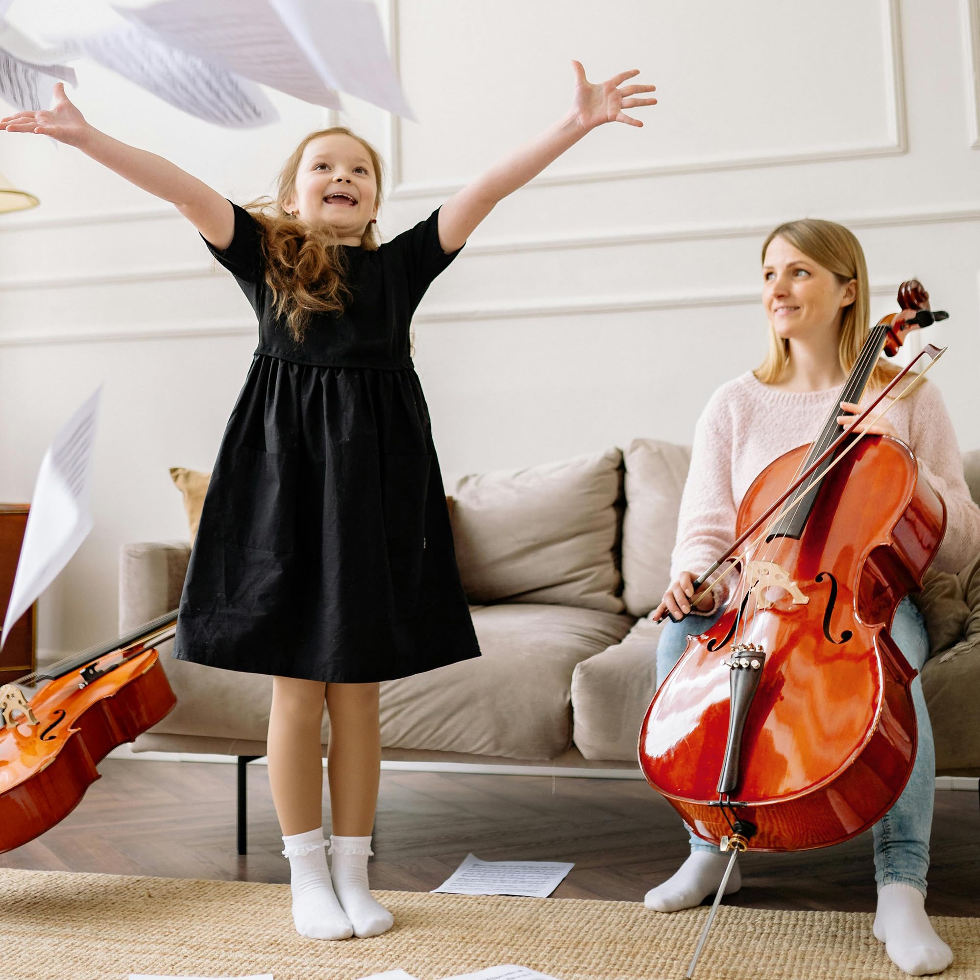 ADM 4/4 Full Size Acoustic Cello, Beginner Acoustic Cello Kit with Portable Bag, Stand, Bow, Mute, Rosin, Endpin Holder for Beginner Adults & Students