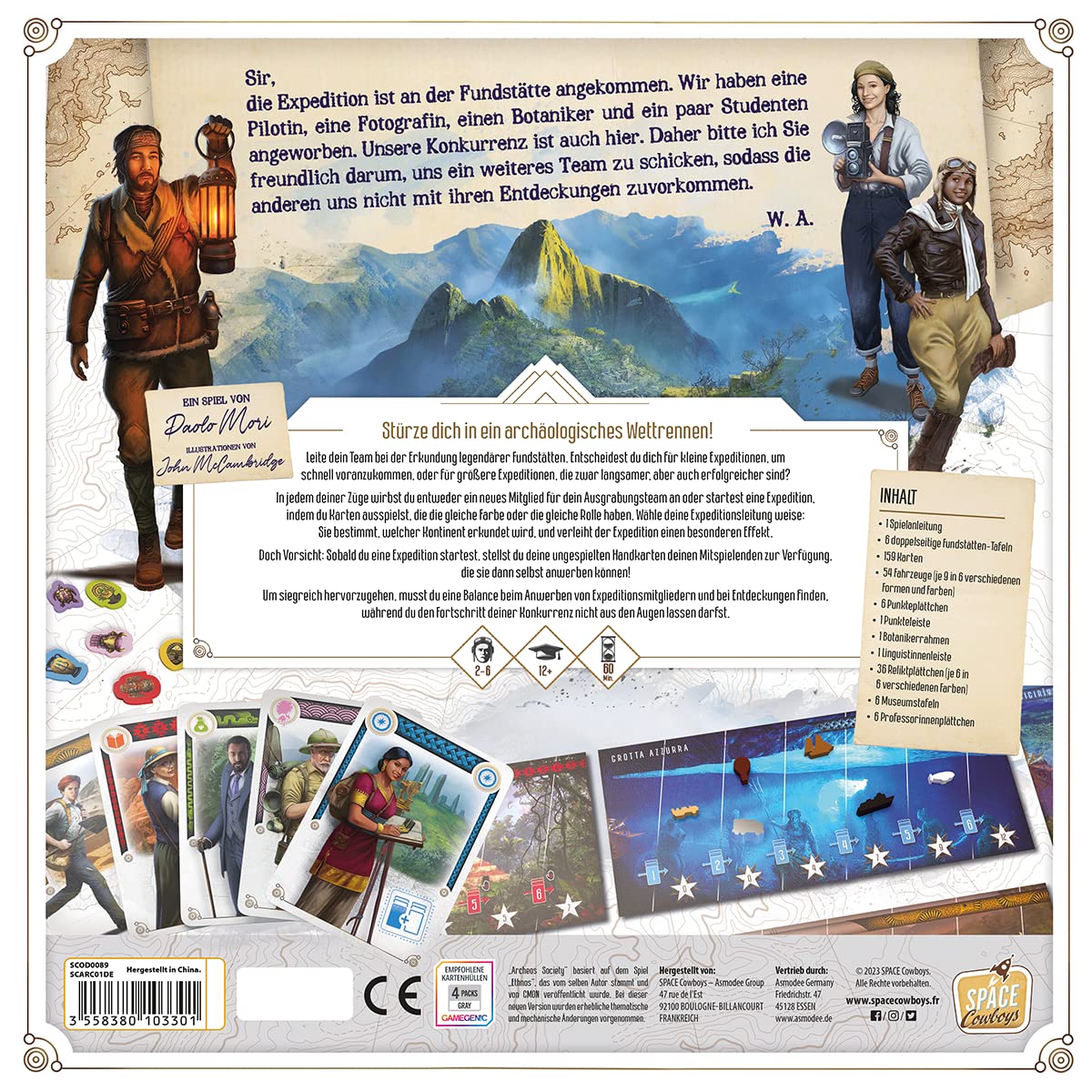 Space Cowboys, Archeos Society, gioco di intenditori, 2-6 giocatori, dai 12+ anni in su, 60 minuti, tedesco