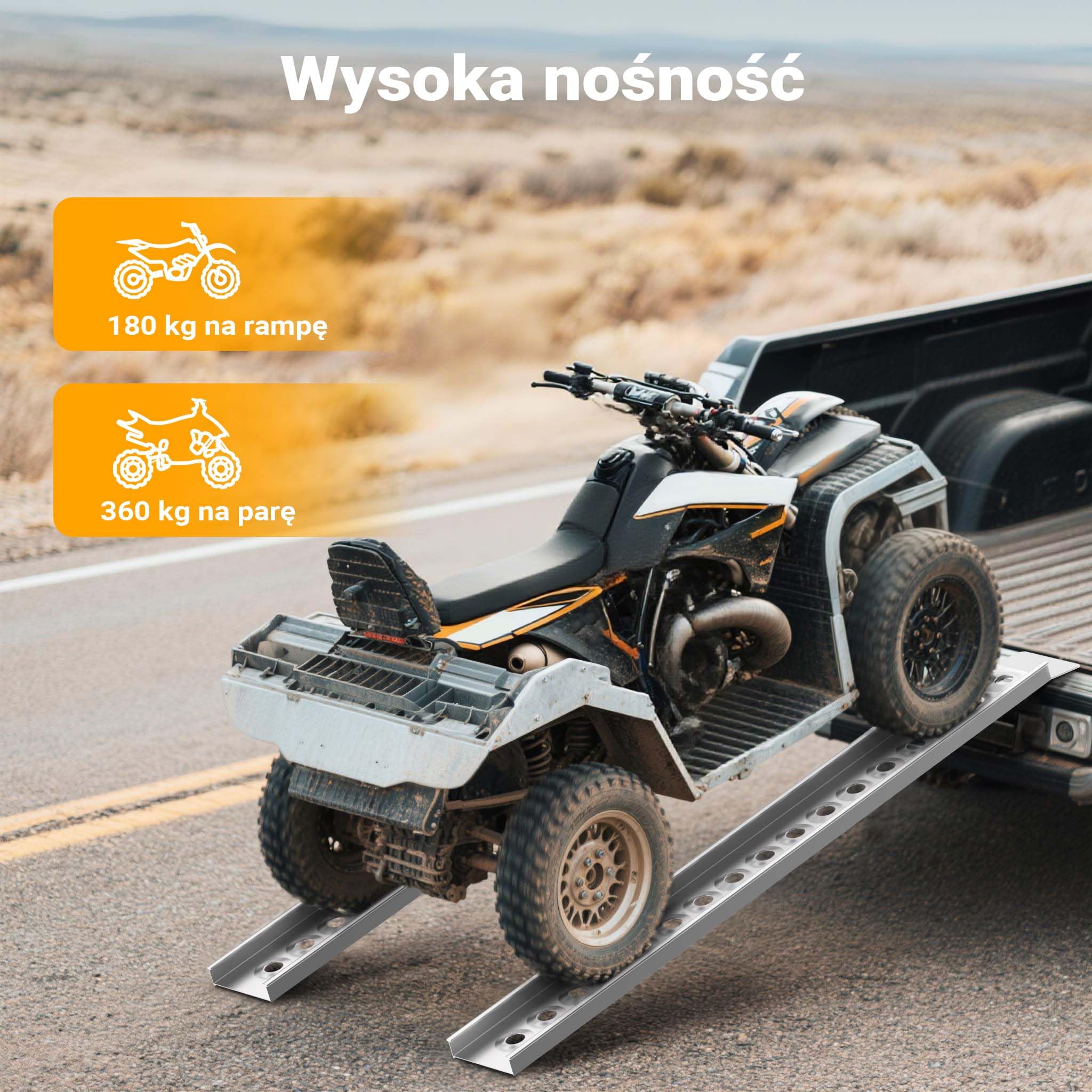 Wiltec Rampa najazdowa o długości 163 cm i udźwigu 180 kg z aluminium, lekka do przechowywania, do załadowania motocykli, profilowana powierzchnia