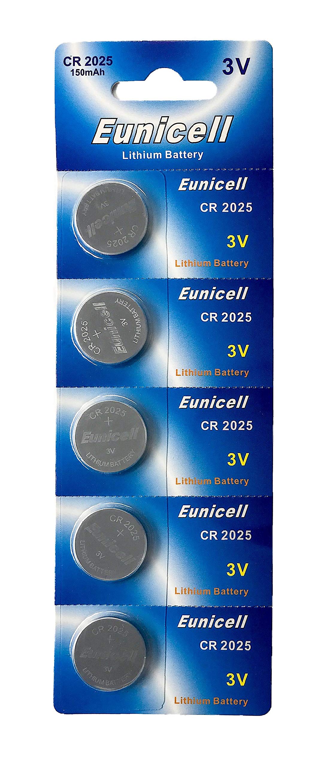 Eunicell 5 x CR2025 3 V Lithium Coin Cell Battery 150 mAh (1 BLISTER Ercard (5 Batteries) Batteries Pack of 4
