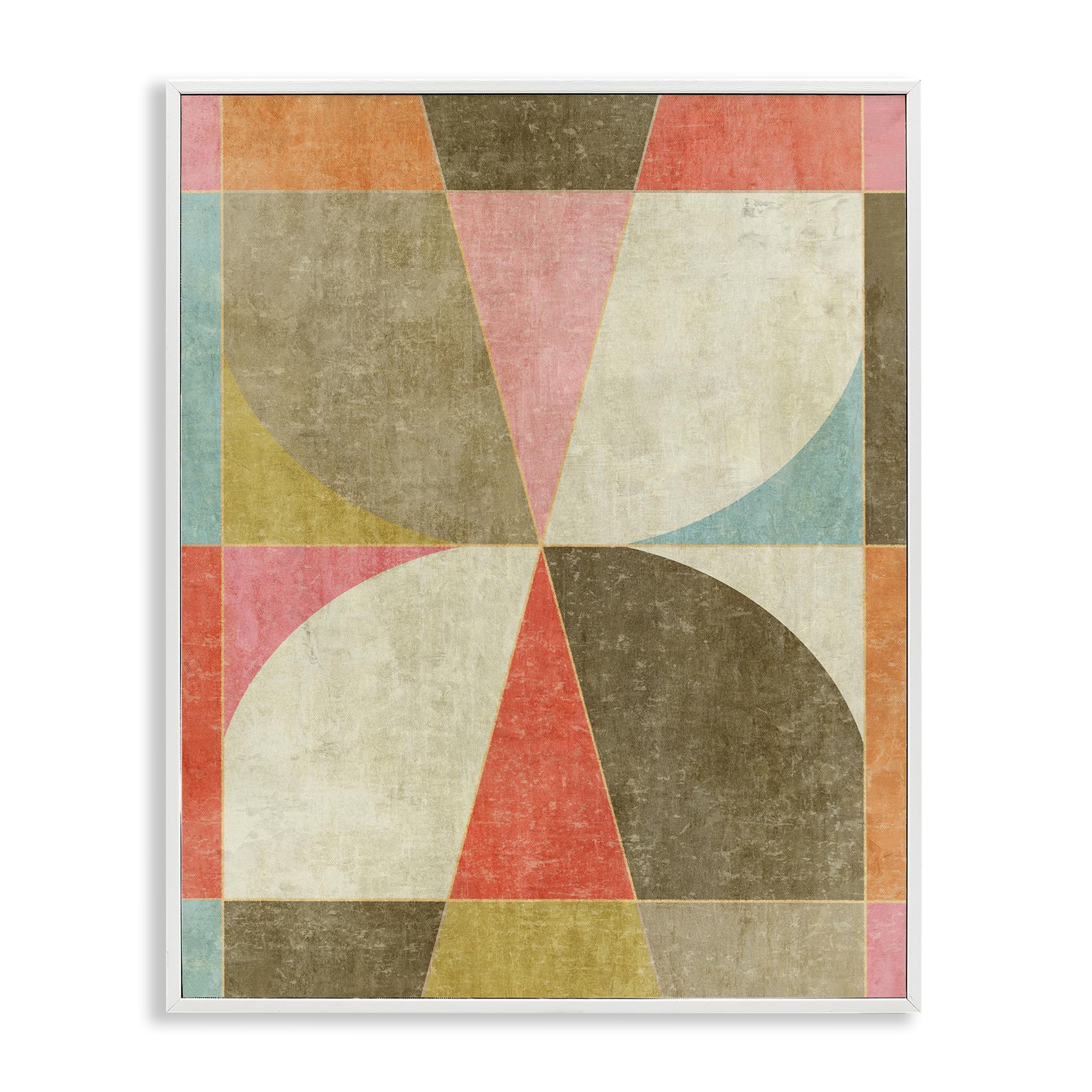 Stupell Industries Coastal White (Textured) Geometric Pinwheel Abstract Balance, 16 X 20 Inch Framed Giclée Print