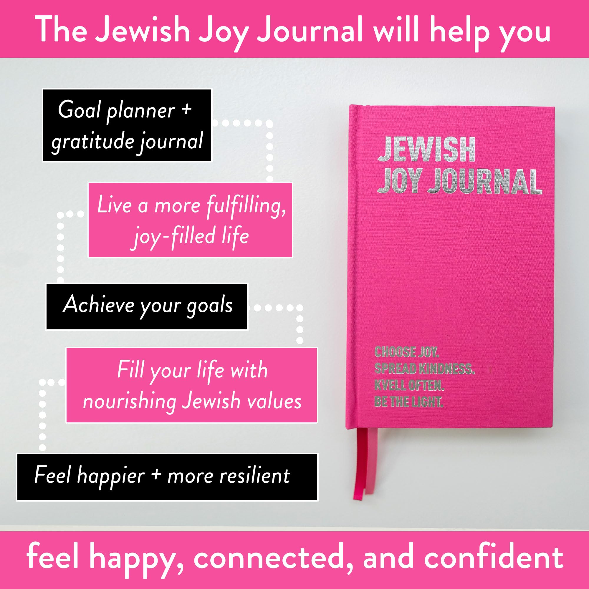 Journal de joie juive – Journal quotidien de gratitude pour les femmes juives | Invitations guidées pour le bonheur, la pleine conscience et la réflexion | Livre juif | Planificateur de vie non daté