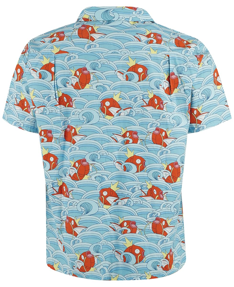Pokémon Karpador - Hawaii Uomo Camicia Maniche Corte Blu Regular