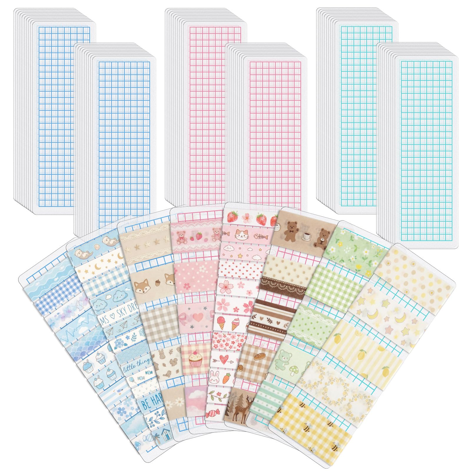 Crtiin 60 Pcs Washi Tape Cards Organizer with Storage Box –Portable Washi Tape Holder &amp; Display Board for Scrapbooking, Journaling, DIY Crafts, Travel (Mixed-Color)