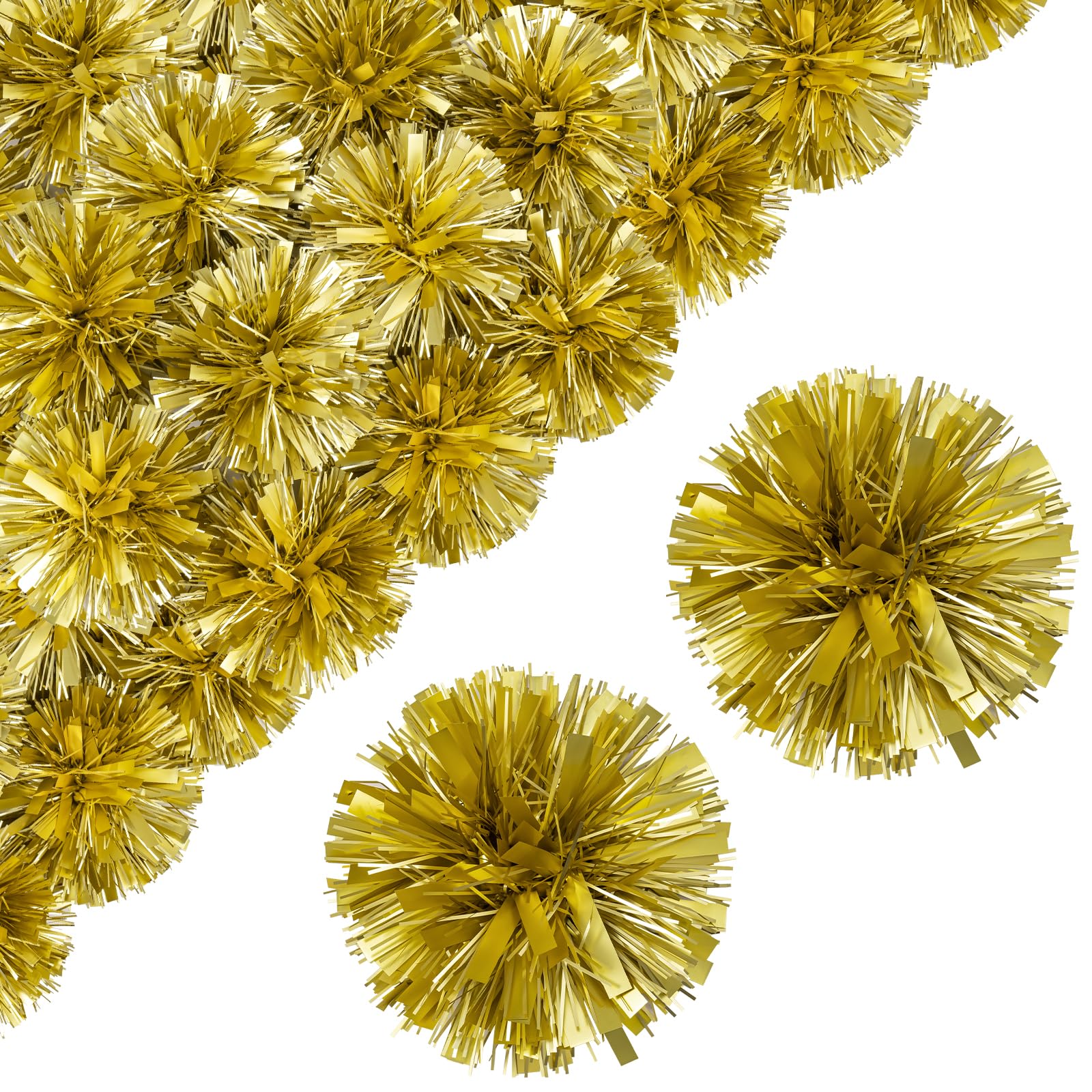 WRAPAHOLIC 4 Inch 12 Count Self-Adhesive Tinsel Bows Gift Wrap Accessory - Gold Christmas Tinsel Bows for Gift Wrapping Holiday Christmas Birthday