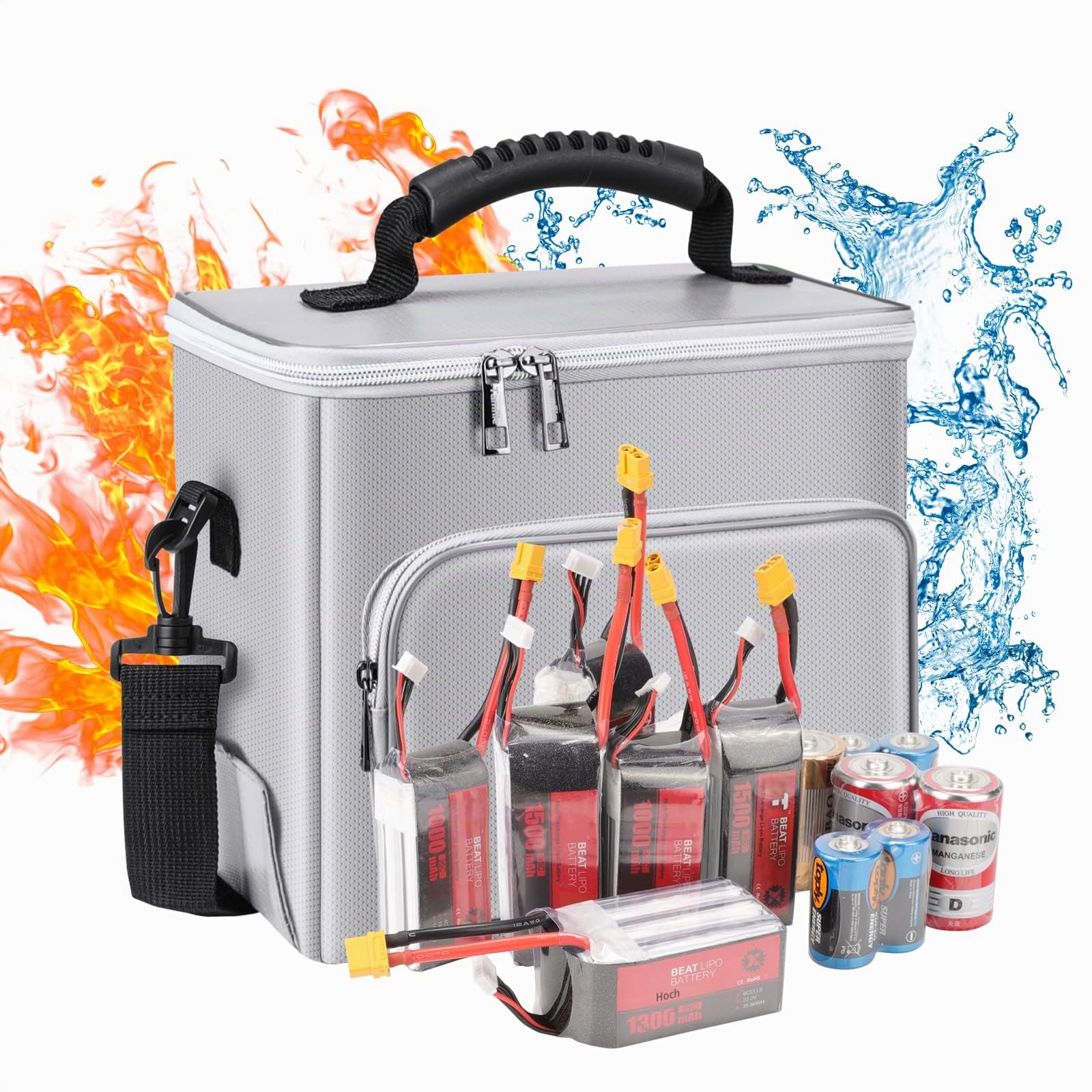 Tamfile Lipo-Akkutasche Lipo Batterietasche, feuerfeste, explosionssichere Lipo Safe-Tasche, 26 x 23 x 16 cm, große Kapazität, Lipo-Batterie-Aufbewahrung, sichere Tasche zum Laden