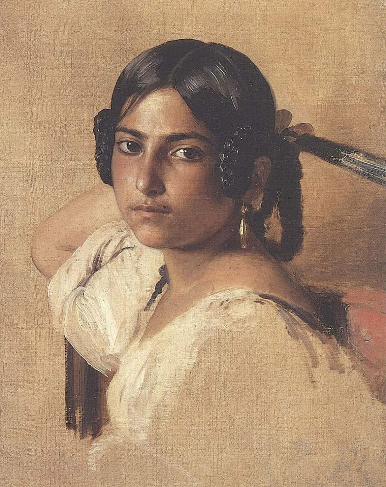 POSTERIIk Vintage Classic Picture Landscape Artwork Study of Itlain Girl by Xaver Winterhalter Portrait Canvas Painting for Office Home Decor 60x90cm