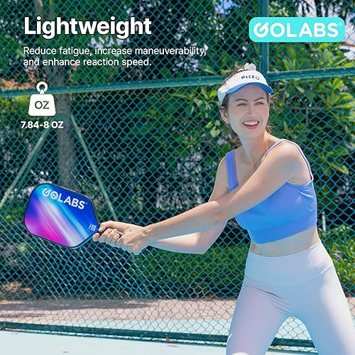 Miniatura 4 de Golabs PB1 Juego de 2 palas de pickleball aprobadas por USAPA, juego de paletas de pickleball de fibra de vidrio duraderas con 4 bolas, bolsa de