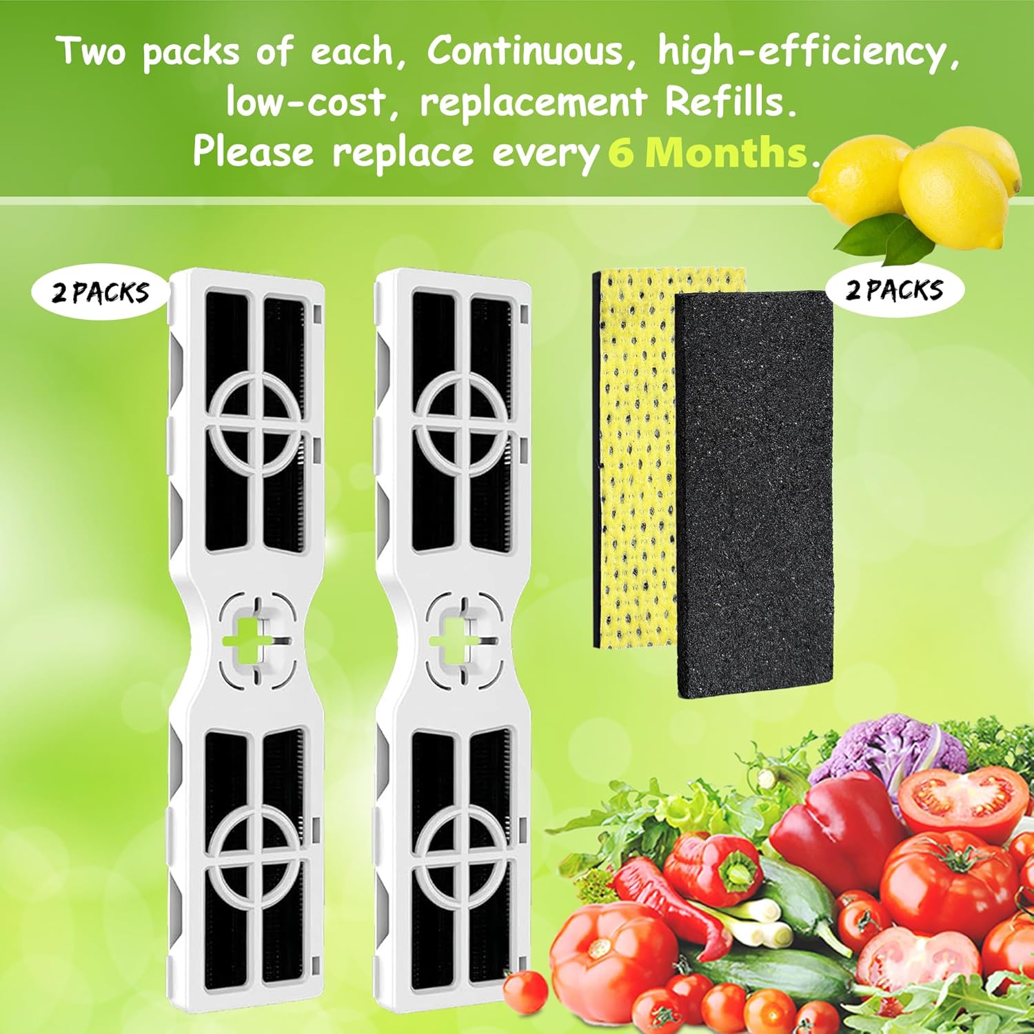 2 Pack PK-2 Produce Keeper Plus (FRPAPK2RF) and RAF-2 Air Filters (FRGPAAF2) Compatible with FRIGIDAIRE Gallery GRMC2273BF, GRMC2273BD, GRMG2272BF, GRMN2872AF, GRMS2773AF, GRMC2273CF, GRMC2273CD